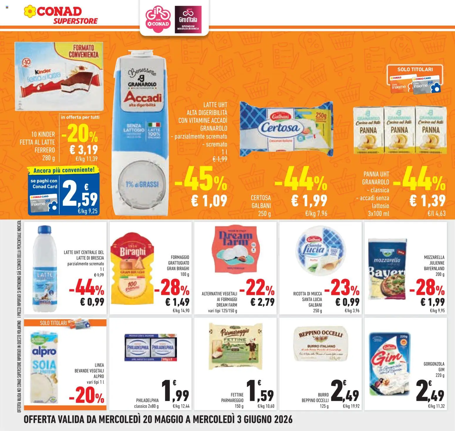 Volantino Conad del 20.05.2026 | Pagina: 26 | Prodotti: Mozzarella, Latte, Burro, Gorgonzola