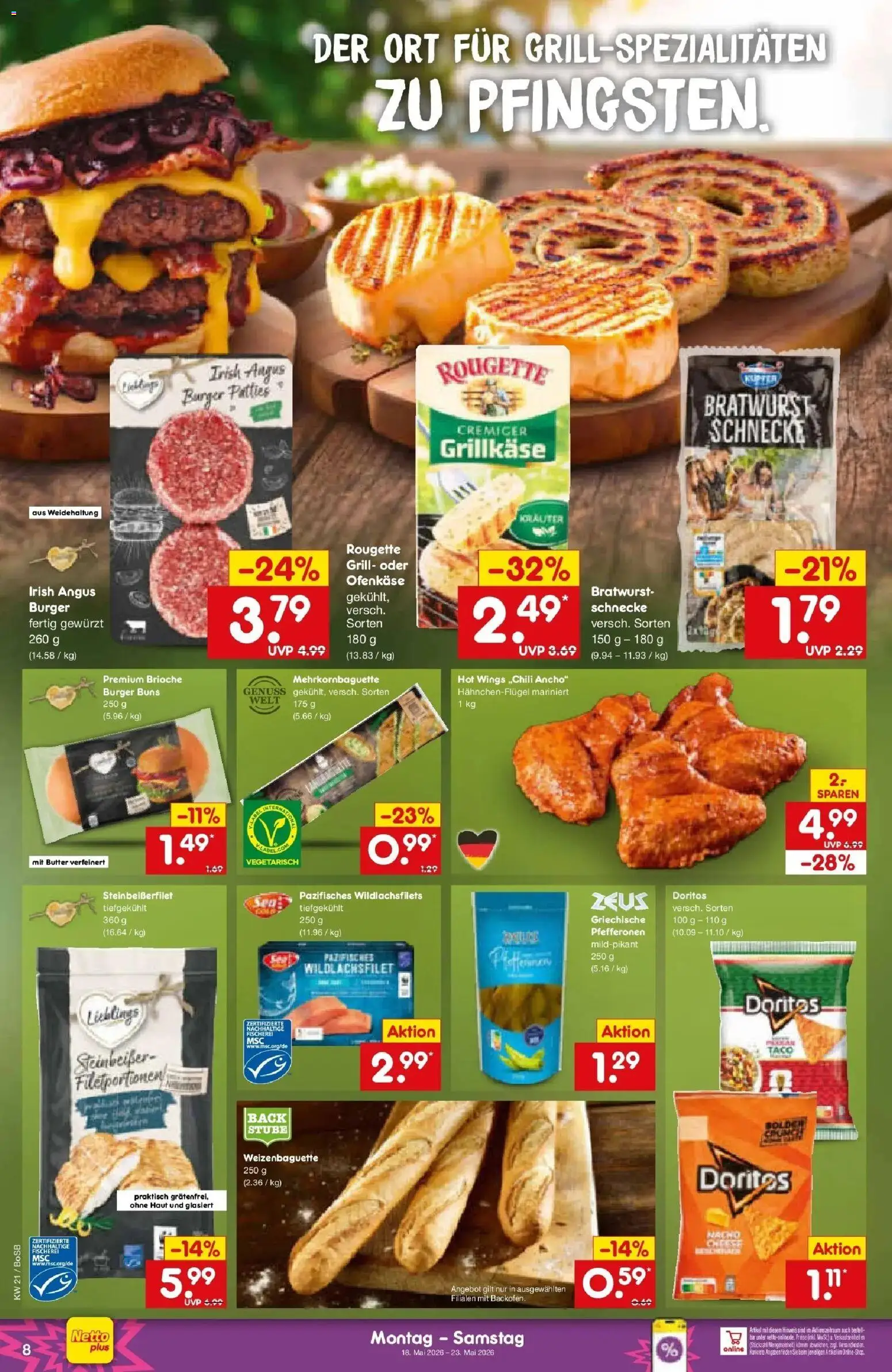Netto Marken-Discount Prospekt Stadtlohn	 – gültig ab 18.05.2026 | Seite: 8 | Produkte: Grill, Butter, Bratwurst, Burger