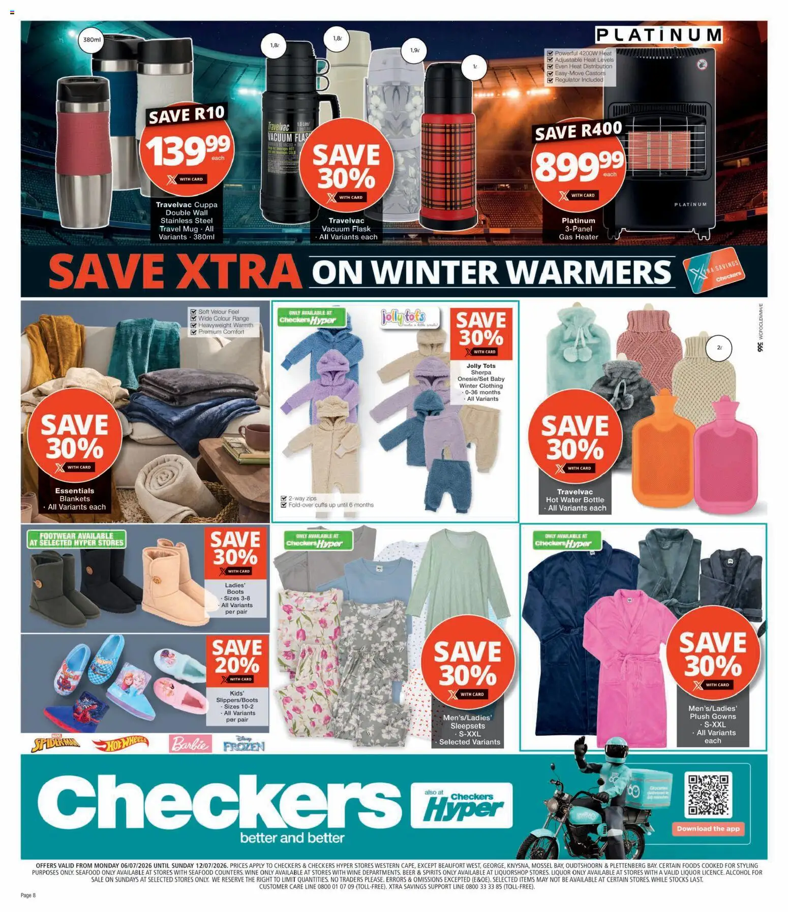 New Checkers catalogue – valid from 06/07/2026 | Page: 8 | Products: Boots, Blankets, Beer, Water