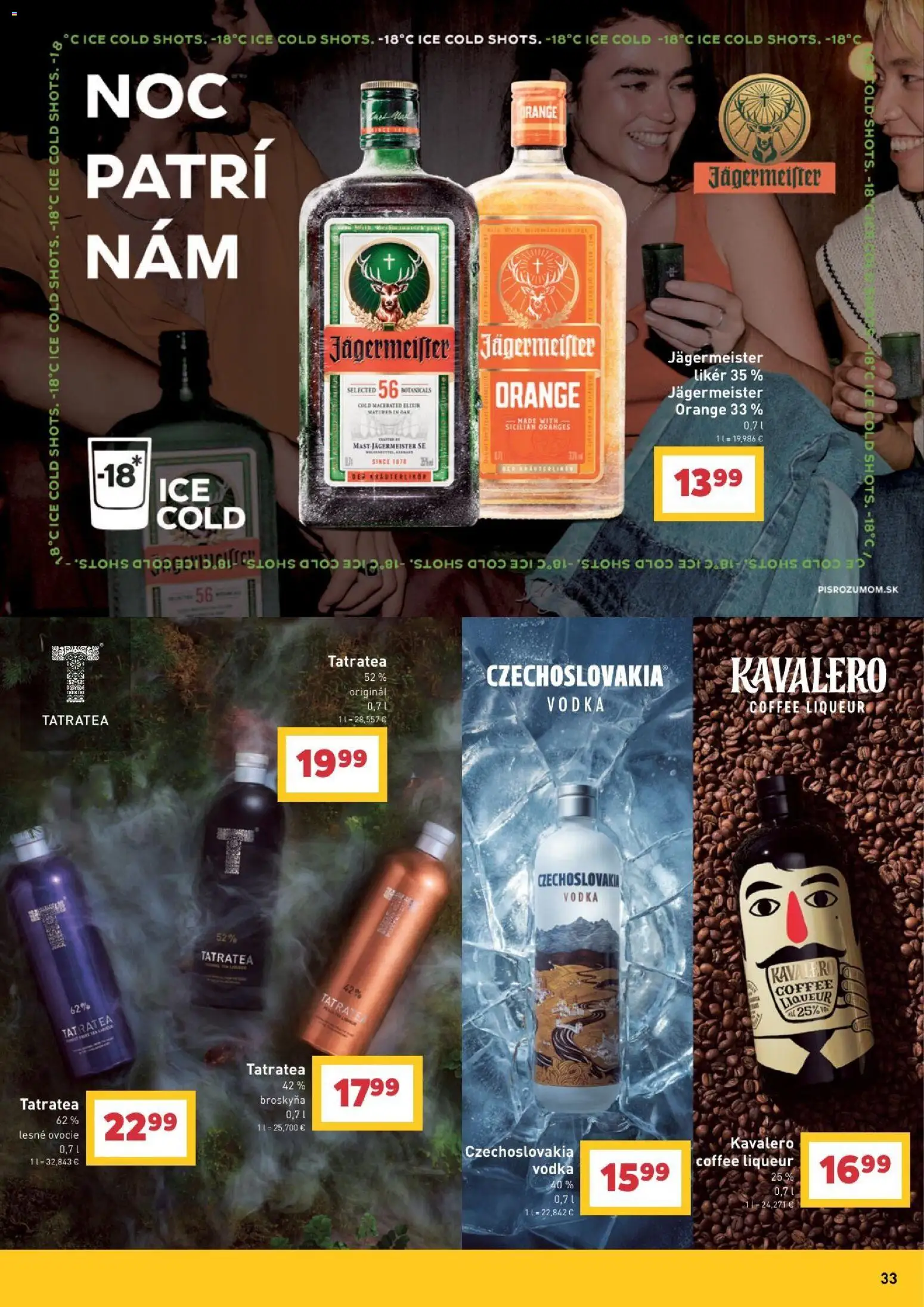 Nové Billa akcie – leták je platný od 30.09.2026 | Strana: 33 | Produkty: Jägermeister, Jägermeister Orange, Vodka, Ovocie