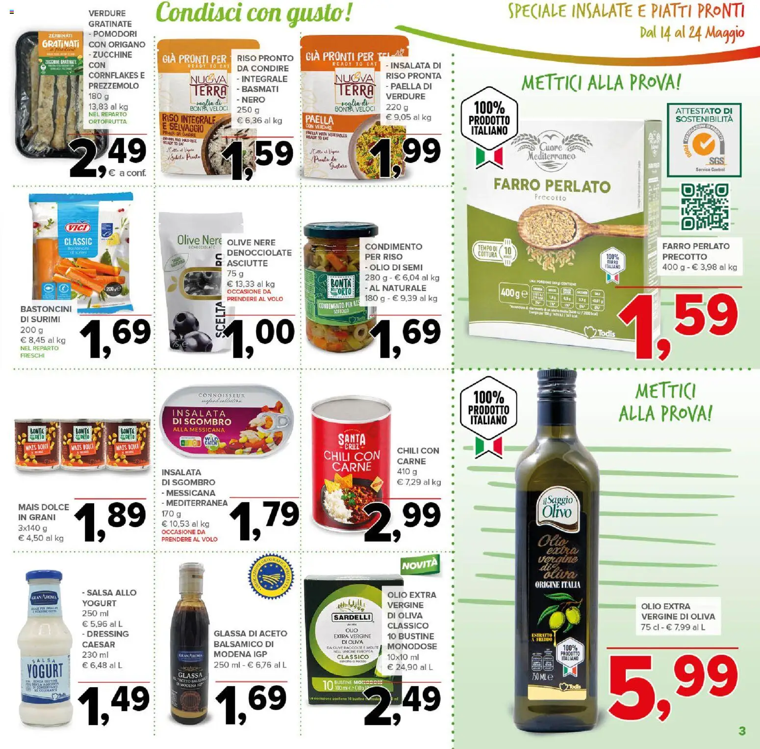 Volantino Todis del 14.05.2026 | Pagina: 3 | Prodotti: Insalata, Pomodori, Zucchine, Paella