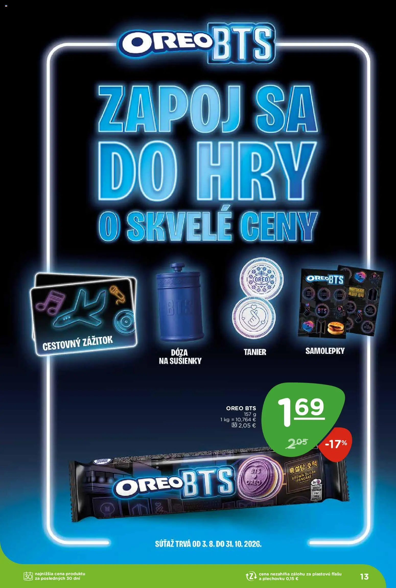 Nové Terno akcie – leták je platný od 13.08.2026 | Strana: 13 | Produkty: Sušienky, Oreo
