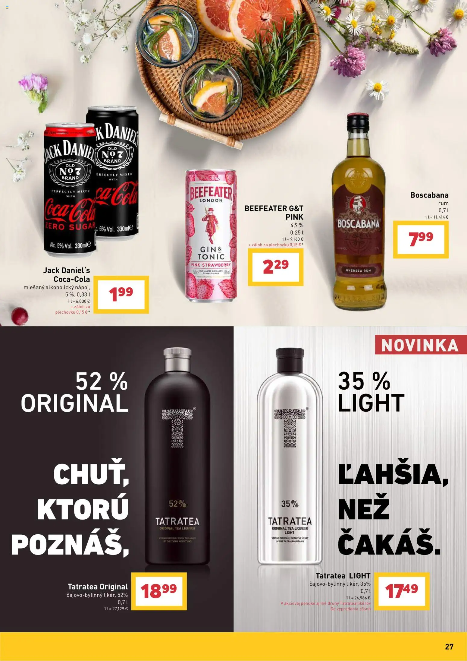 Nové Billa akcie – leták je platný od 17.06.2026 | Strana: 27 | Produkty: Beefeater, Gin, Rum, Jack Daniel's