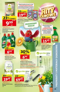 Pogląd oferty "Auchan gazetka - 30 Lat Hipermarket" - ważna od 14.05.2026 | Strona: 15 | Produkty: Trawy, Ziemia, Bateria, Nożyce do trawy