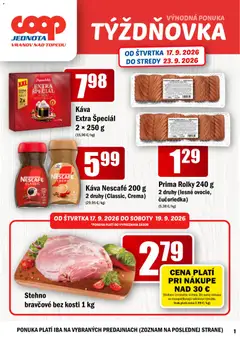 COOP Jednota leták platný od 17.09.2026