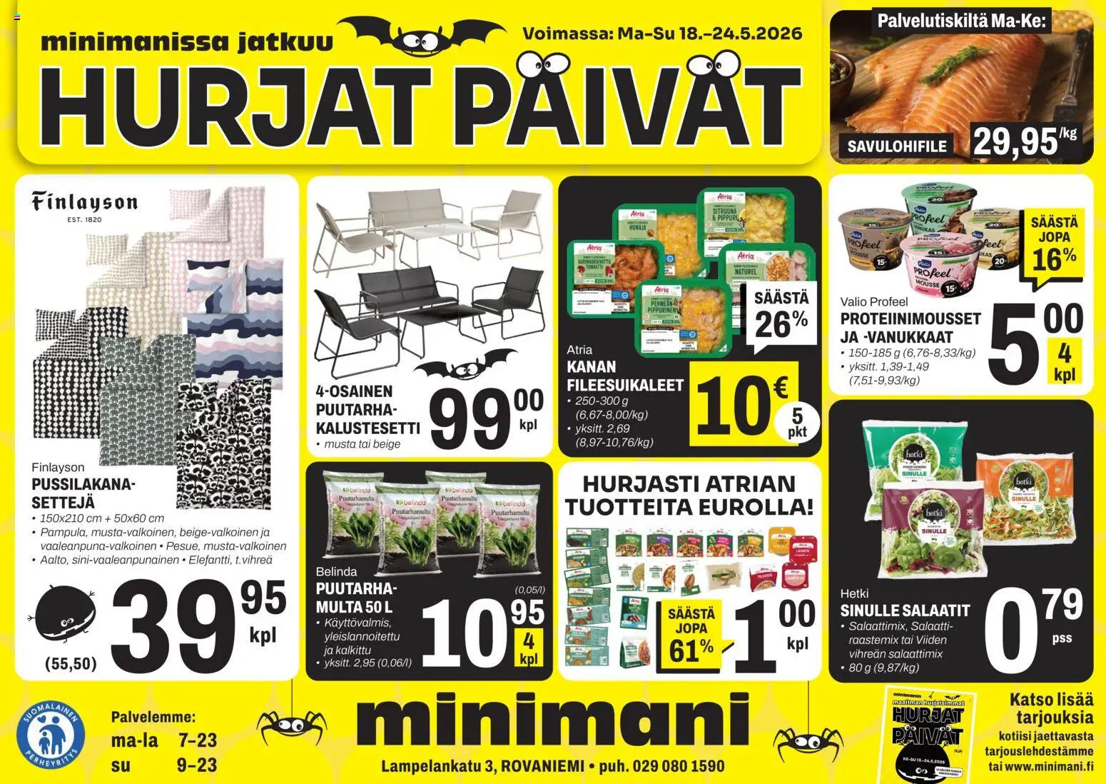Minimani Tarjoukset - Rovaniemi – voimassa 18.05.2026 alkaen | Sivu: 1 | Tuotteet: Mousse, Multa, Salaatti, Hunaja