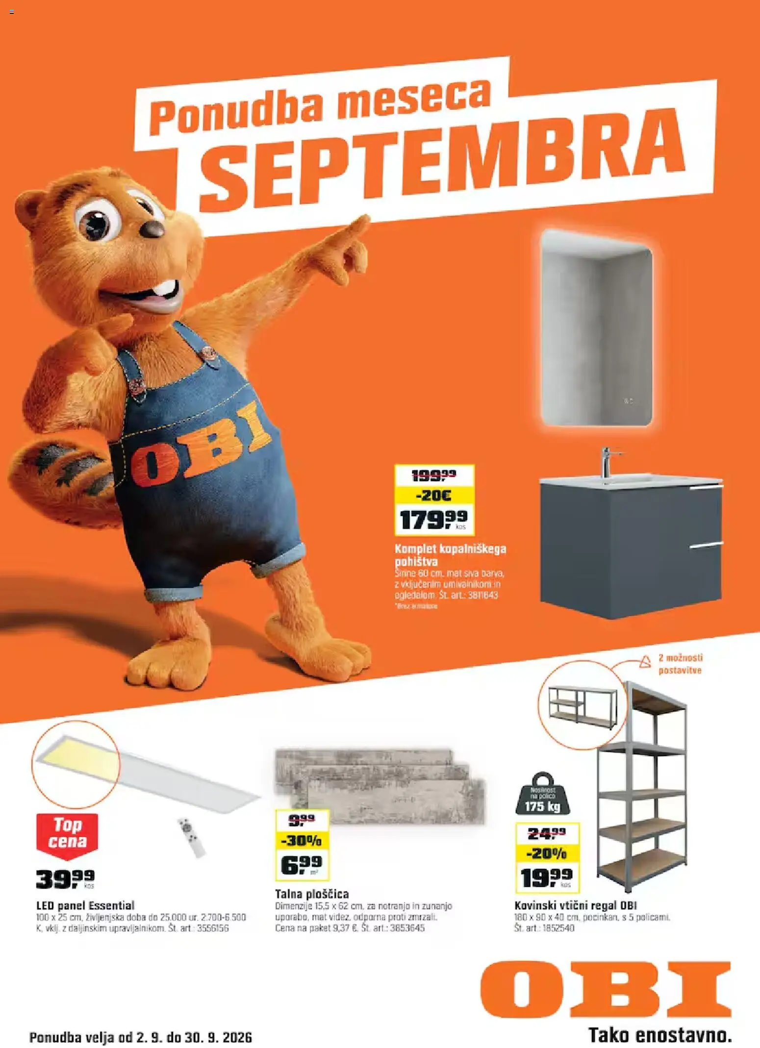 Novi OBI katalog ponudbe – veljaven od 02.09.2026 | Stran: 1 | Izdelki: Regal, Barva