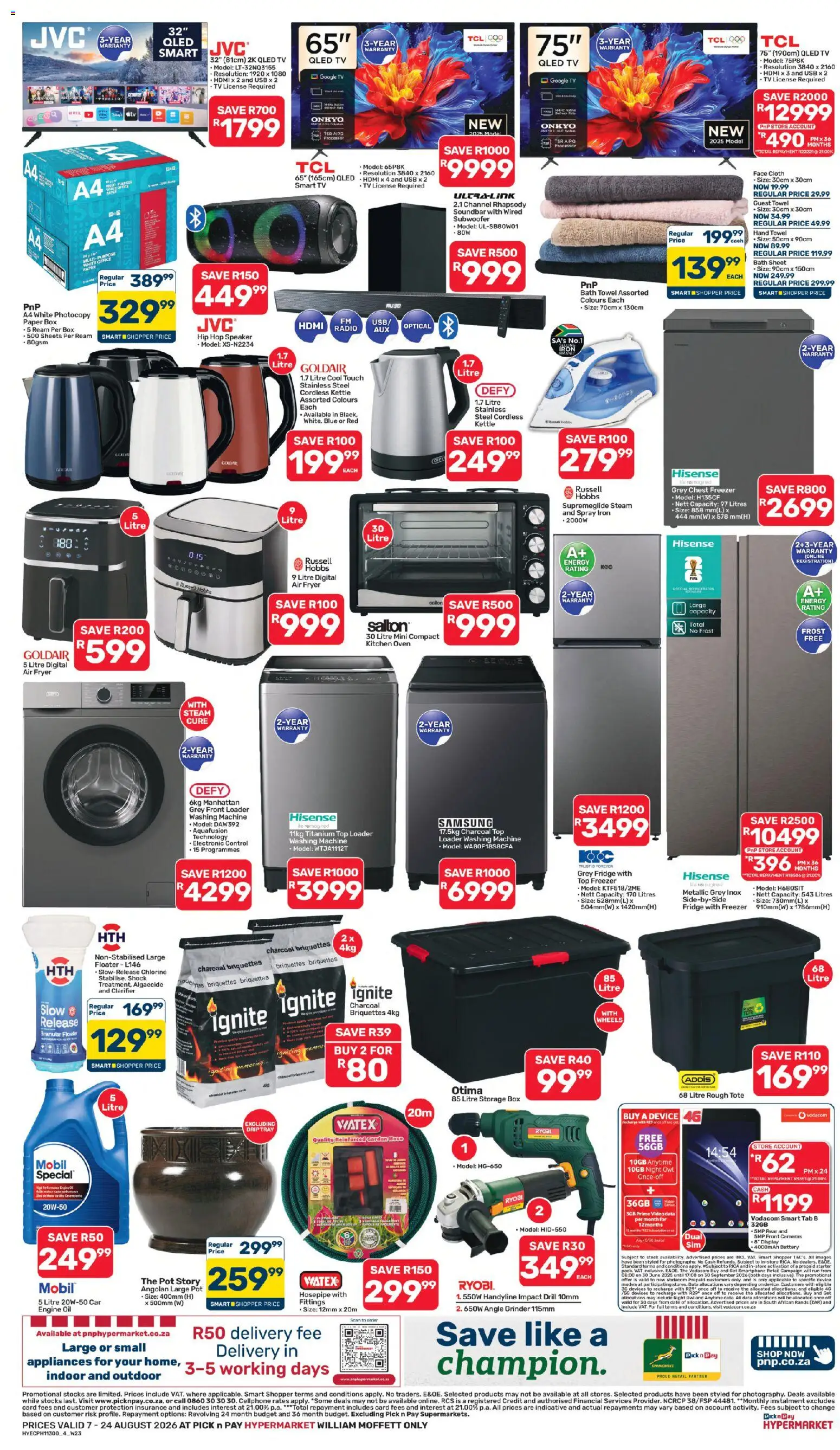 New Pick n Pay catalogue – valid from 07/08/2026 | Page: 4 | Products: Radio, Fryer, Battery, Chest freezer