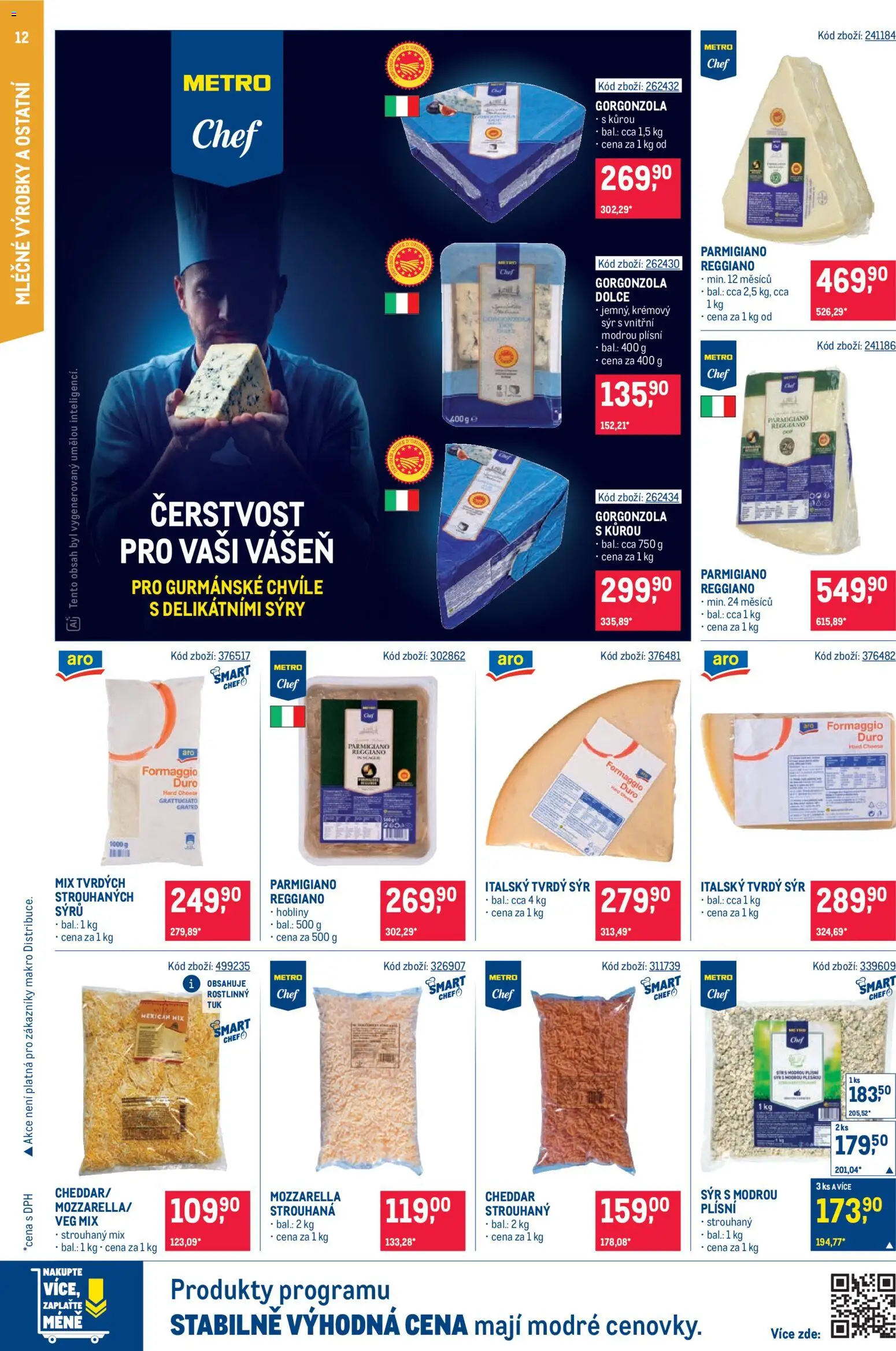 Makro leták - Gastronomie od 17.06.2026 | Strana: 12 | Produkty: Sýry, Gorgonzola, Parmigiano Reggiano, Tvrdý sýr