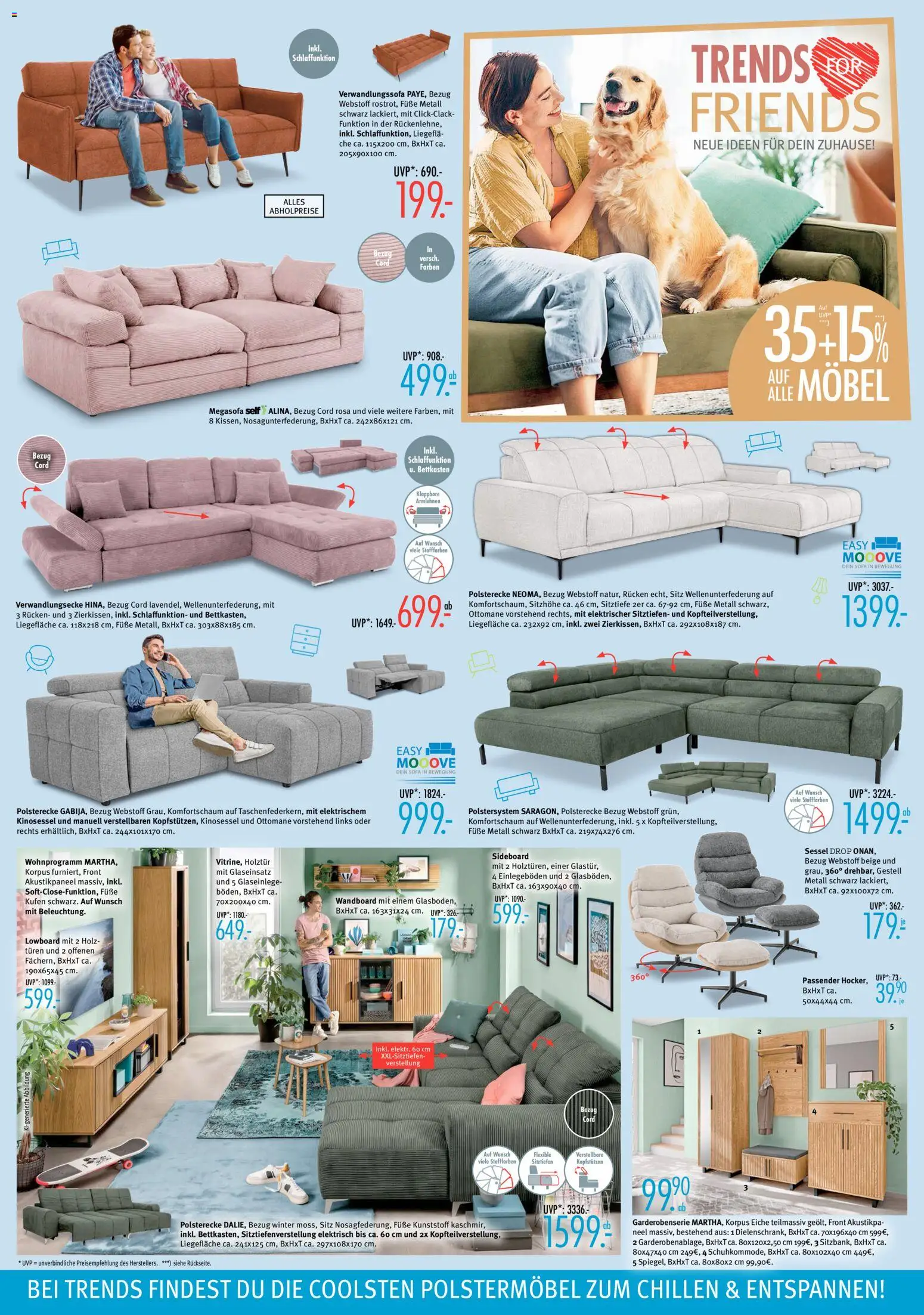 Trends Prospekt – gültig ab 15.08.2026 | Seite: 2 | Produkte: Sideboard, Lowboard, Wandboard, Sessel