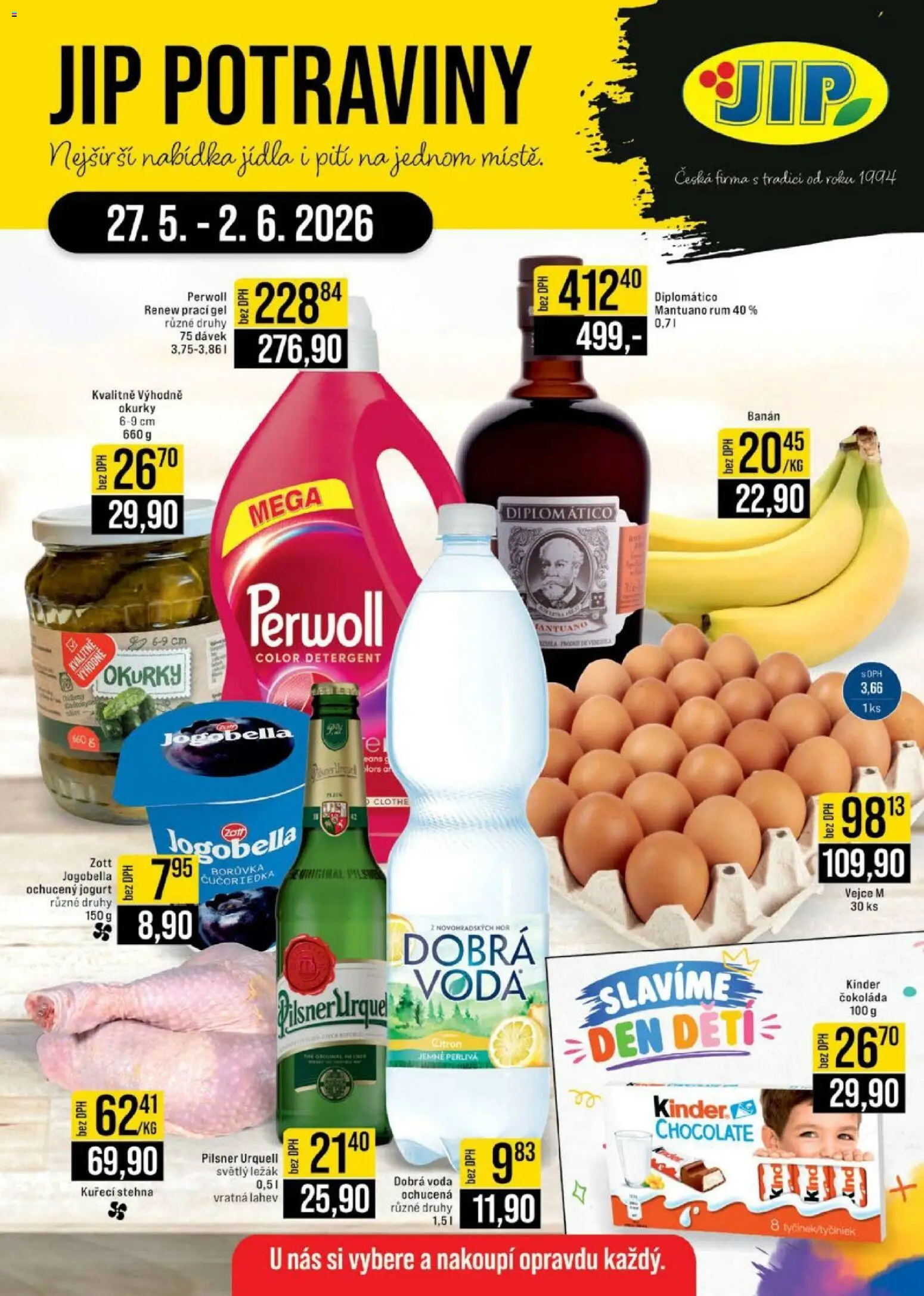 Jip leták - Cash & Carry od 27.05.2026 | Strana: 1 | Produkty: Prací gel, Okurky, Pilsner Urquell, Láhev