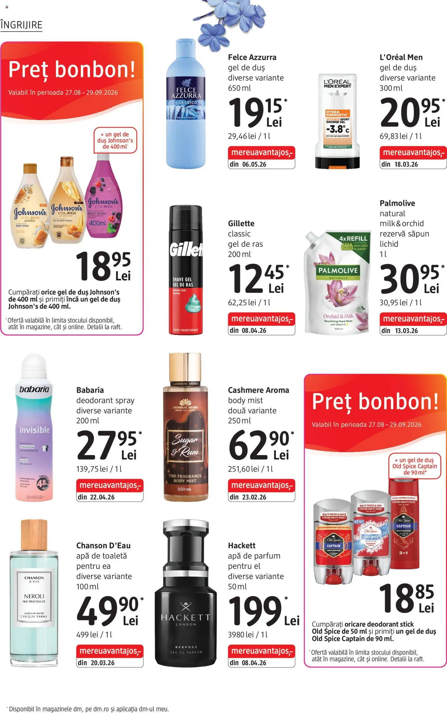 Noul catalog DM drogeriemarkt – valabil de la 27.08.2026 | Pagină: 14 | Produse: Gel de ras, Body, Săpun, Deodorant