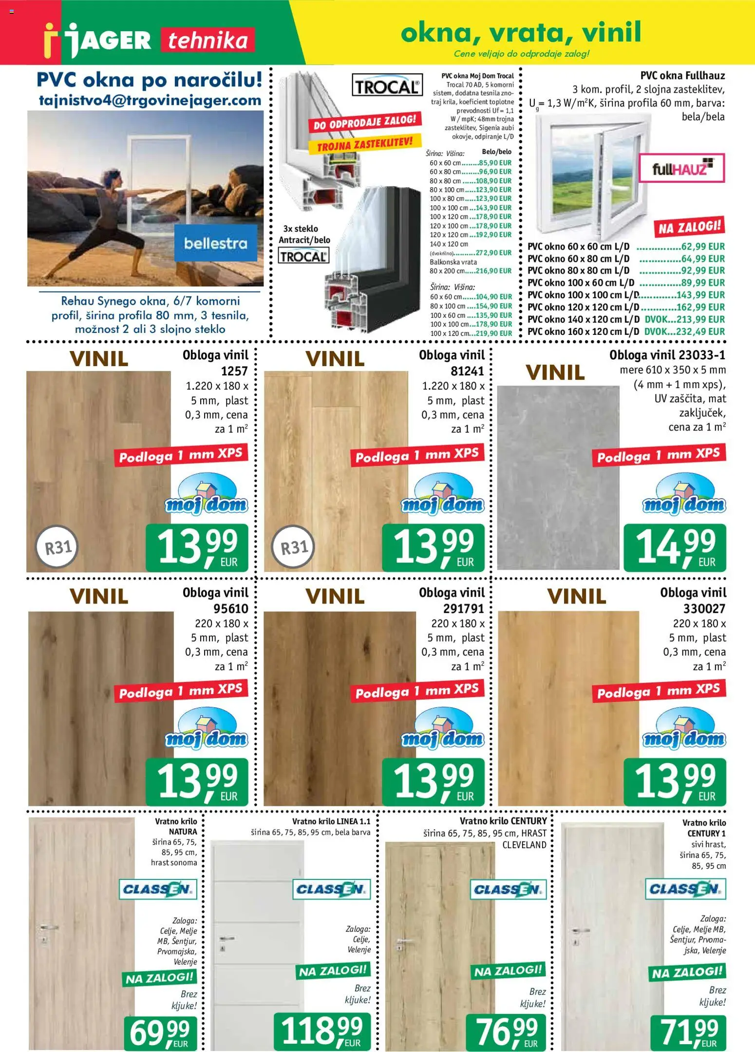Novi Jager katalog ponudbe – veljaven od 01.07.2026 | Stran: 7 | Izdelki: Vratno krilo, Okno, Podloga, Krilo