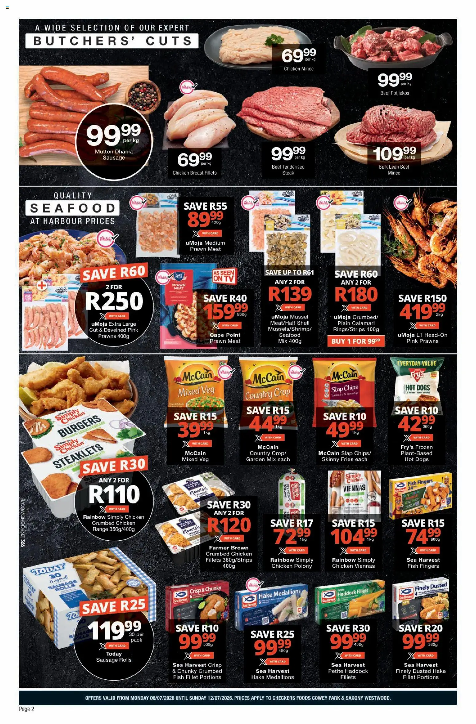 New Checkers catalogue – valid from 06/07/2026 | Page: 2 | Products: Steak, Polony, Fish, Fry's