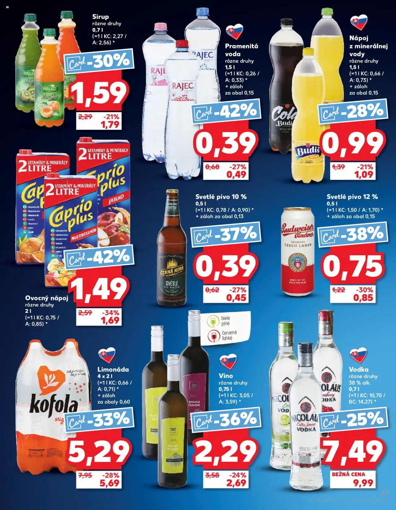 Nové Kaufland akcie – leták je platný od 17.07.2025 | Strana: 27 | Produkty: Pivo, Víno, Kofola, Budiš