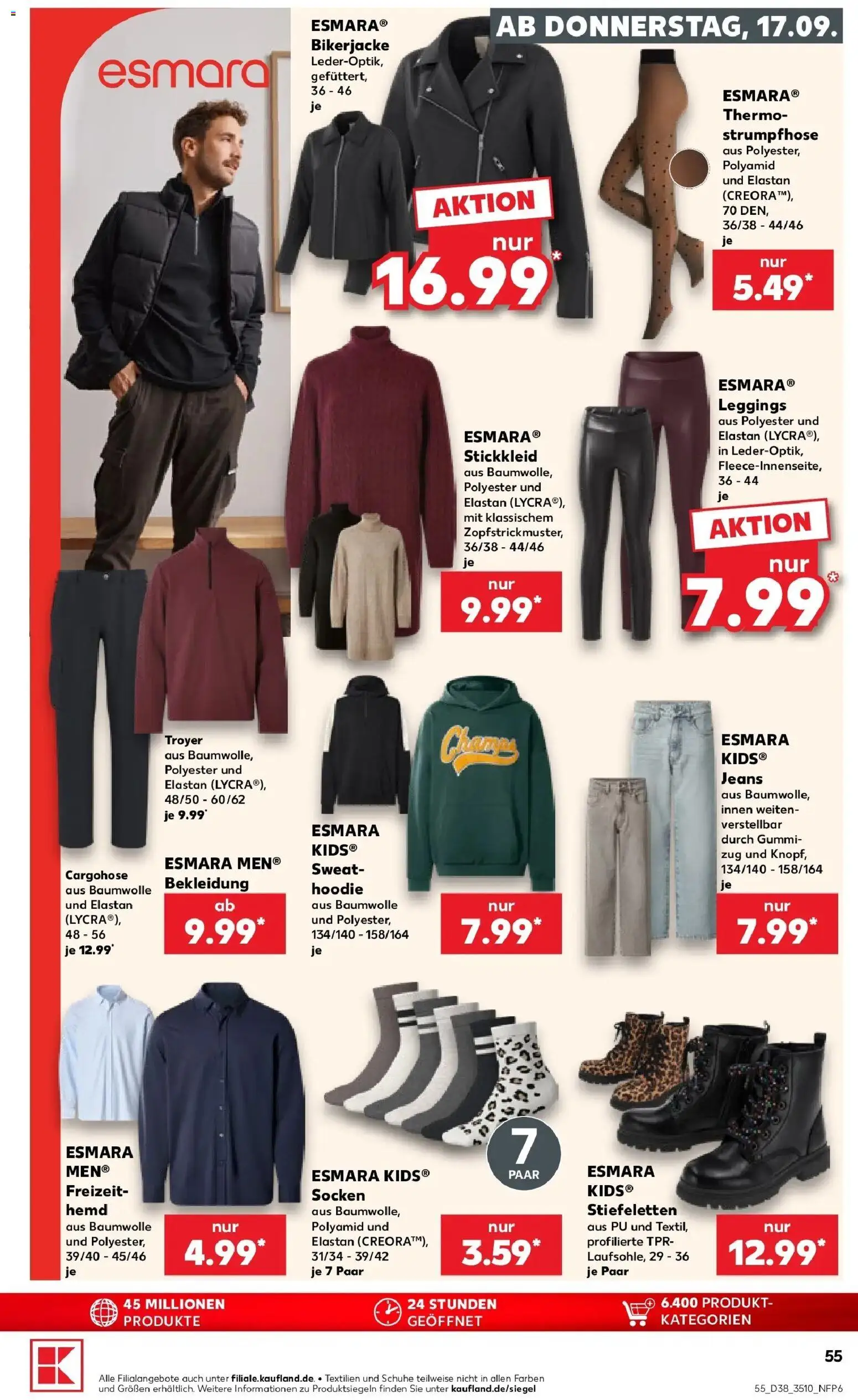 Prospekt Kaufland ab 17.09.2026 » Angebote Online zum Blättern | Seite: 55 | Produkte: Hoodie, Cargohose, Hemd, Jeans