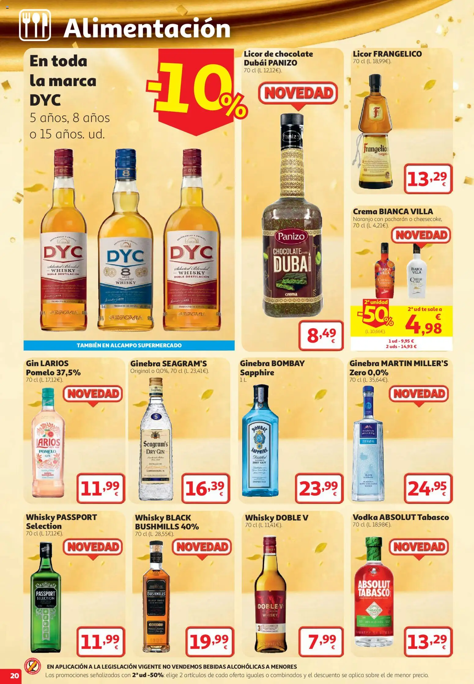 Alcampo folleto Irún │ válido desde el 22/10/2026 | Página: 20 | Productos: Licor, Crema, Whisky, Pomelo