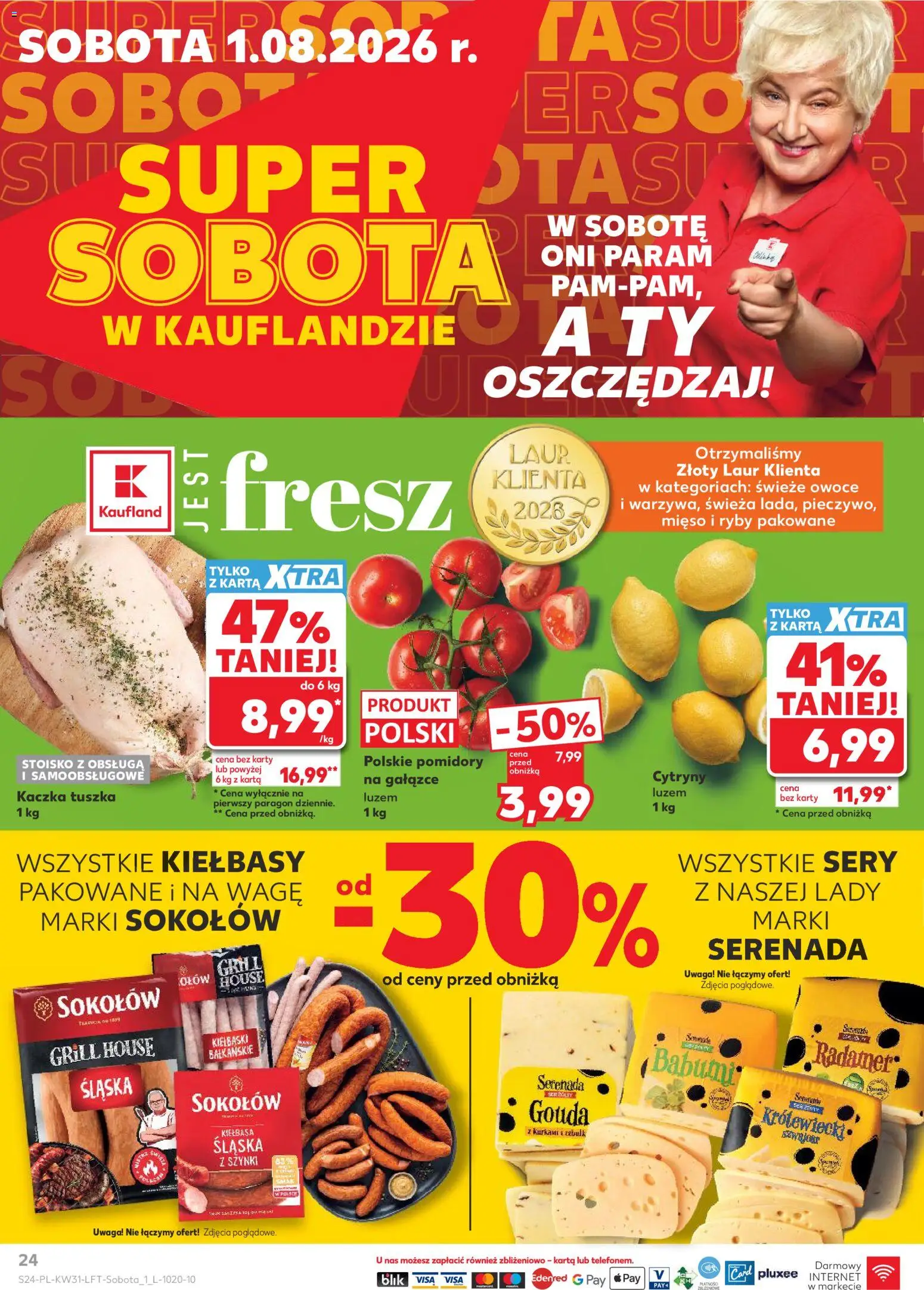 Kaufland gazetka od 30.07.2026 | Strona: 24 | Produkty: Grill, Kiełbaski, Pomidory, Owoce