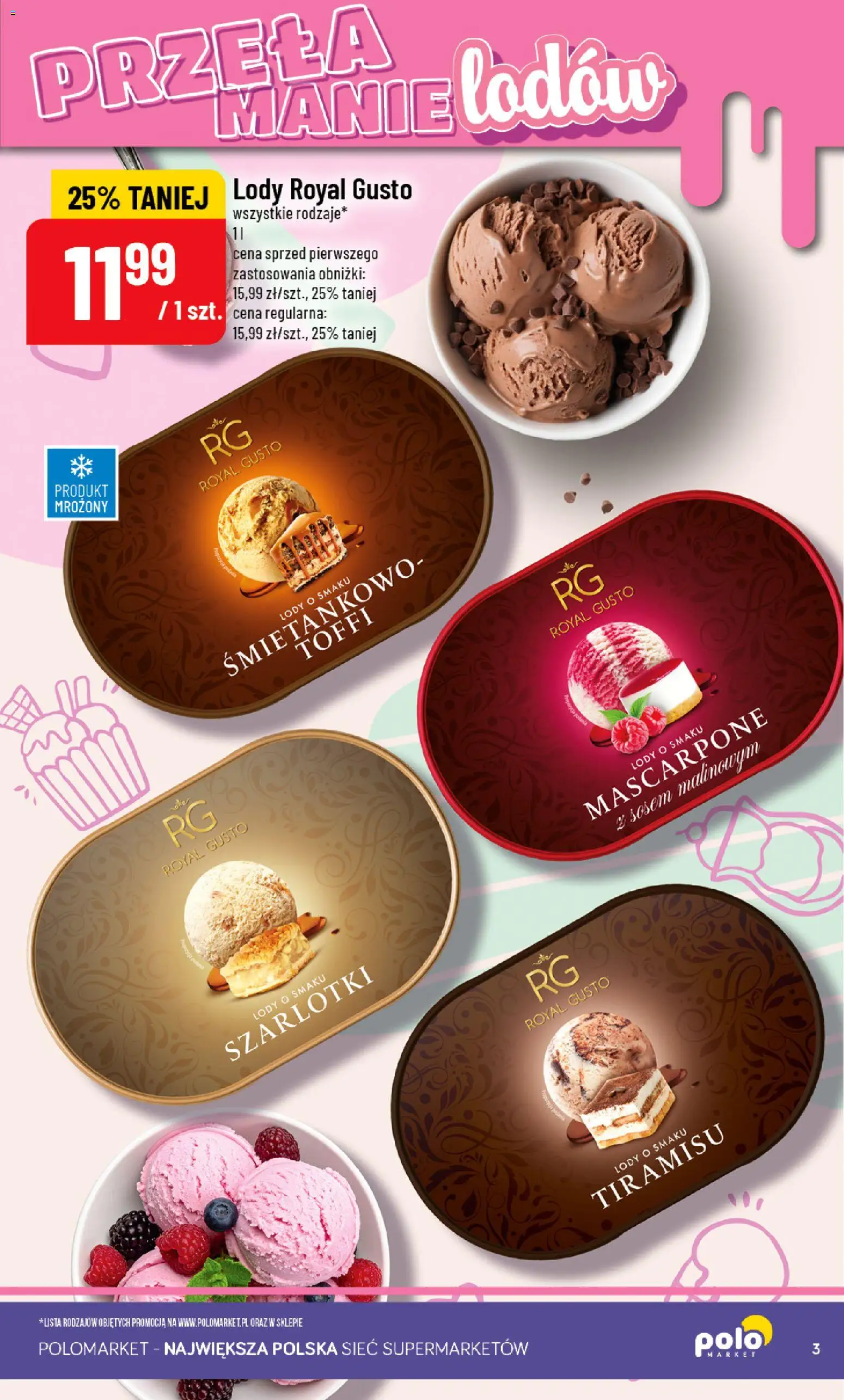 Nowa POLOmarket gazetka od jutra 14.10.2026 | Strona: 3 | Produkty: Tiramisu, Mascarpone, Lody