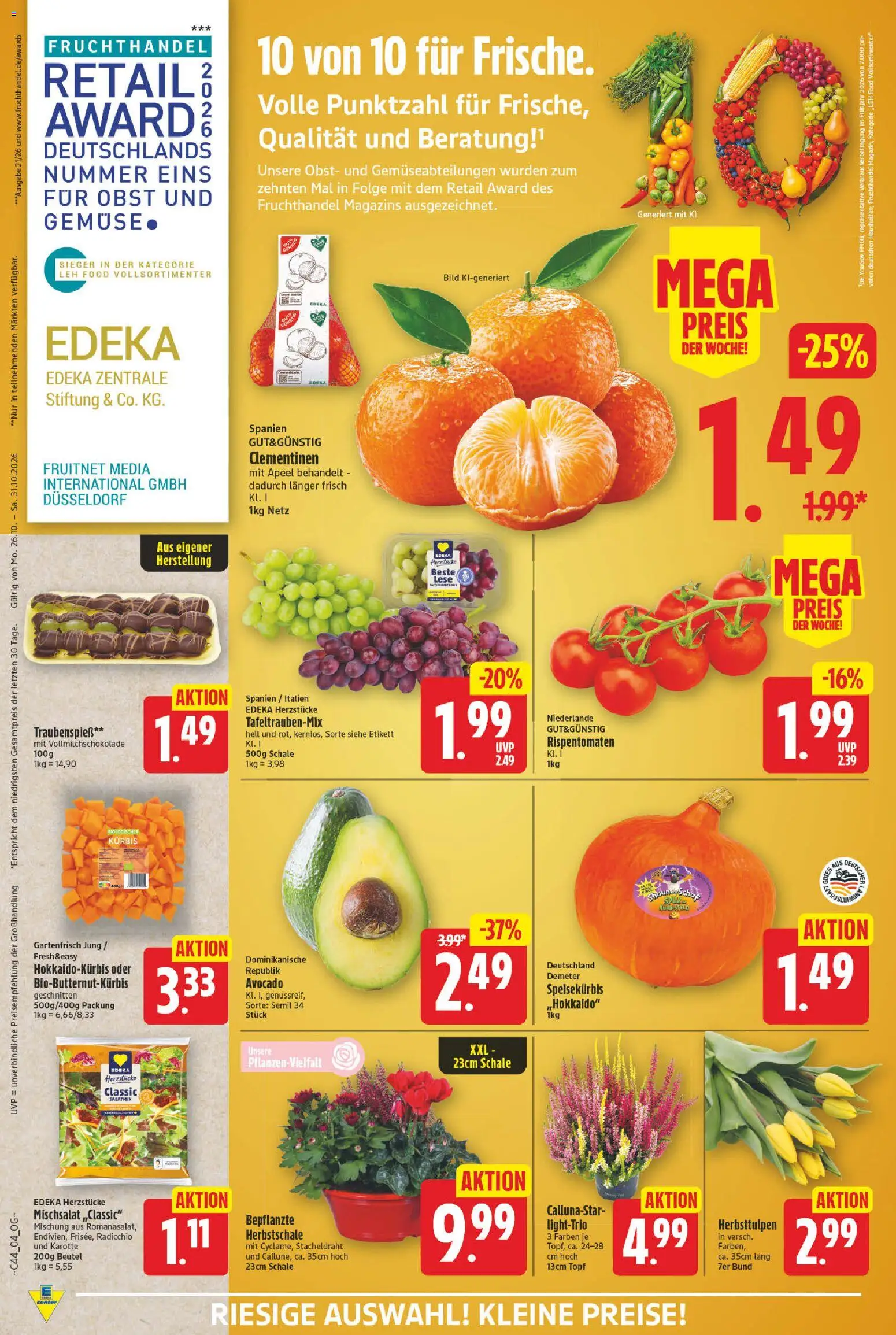 E center Prospekt – gültig ab 26.10.2026 | Seite: 4 | Produkte: Gemüse, Obst, Kürbis, Karotte
