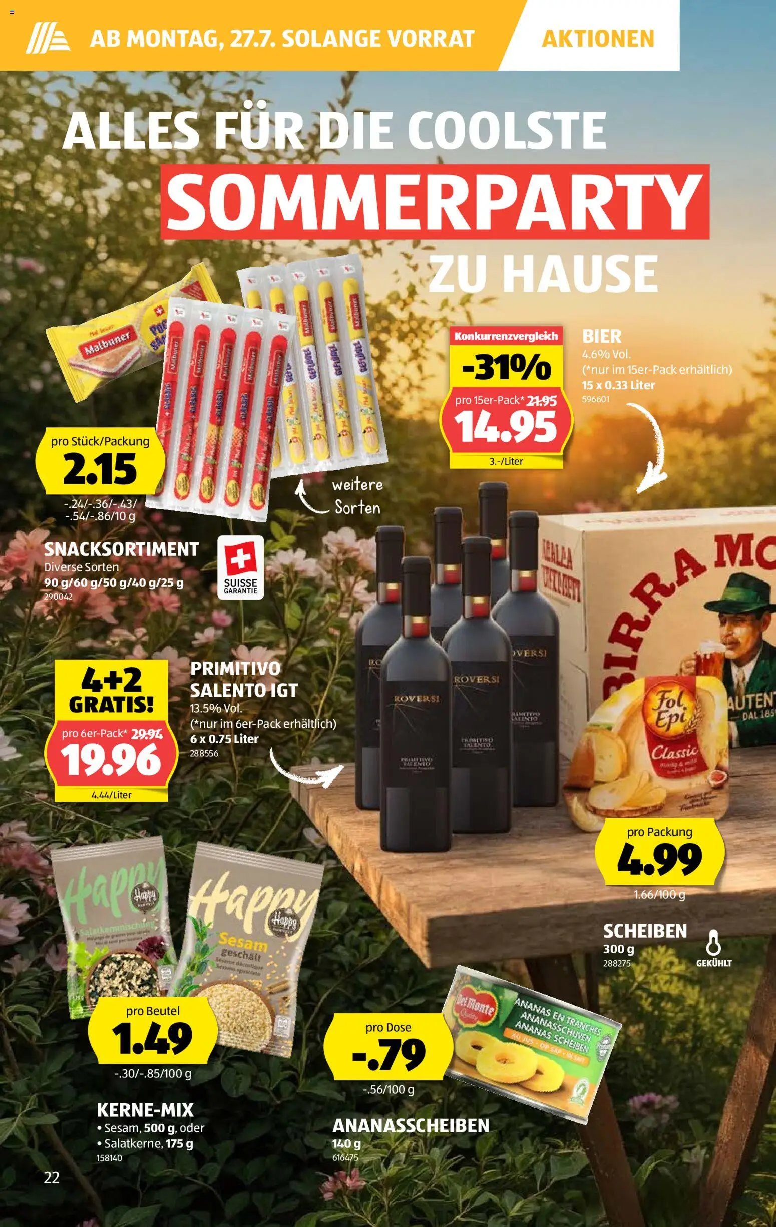 Aldi aktionen – gültig ab 23.07.2026 | Seite: 22 | Produkte: Bier, Ananas