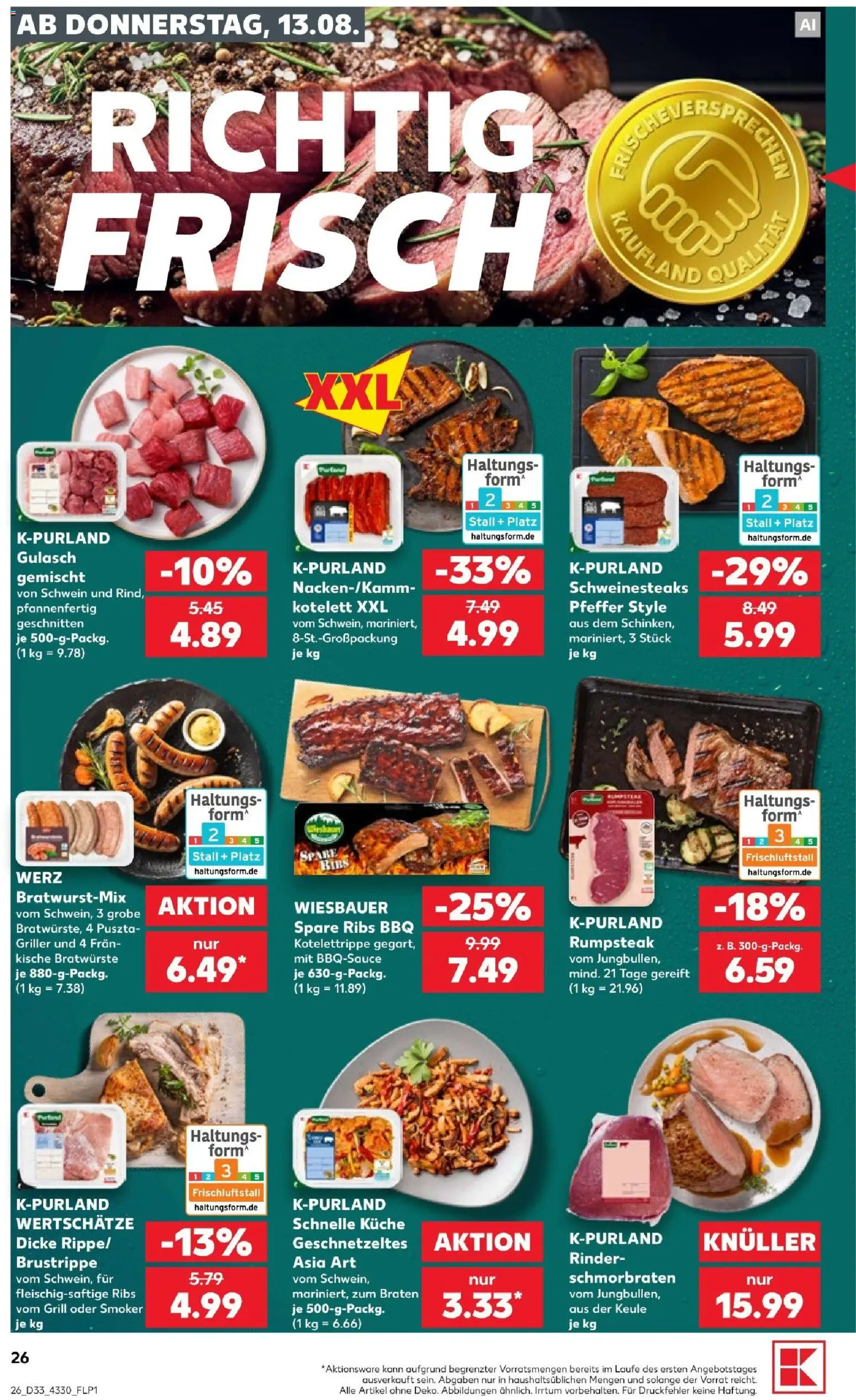 Kaufland Prospekt Berlin – gültig ab 13.08.2026 | Seite: 26 | Produkte: Küche, Spare ribs, Gulasch, Pfeffer