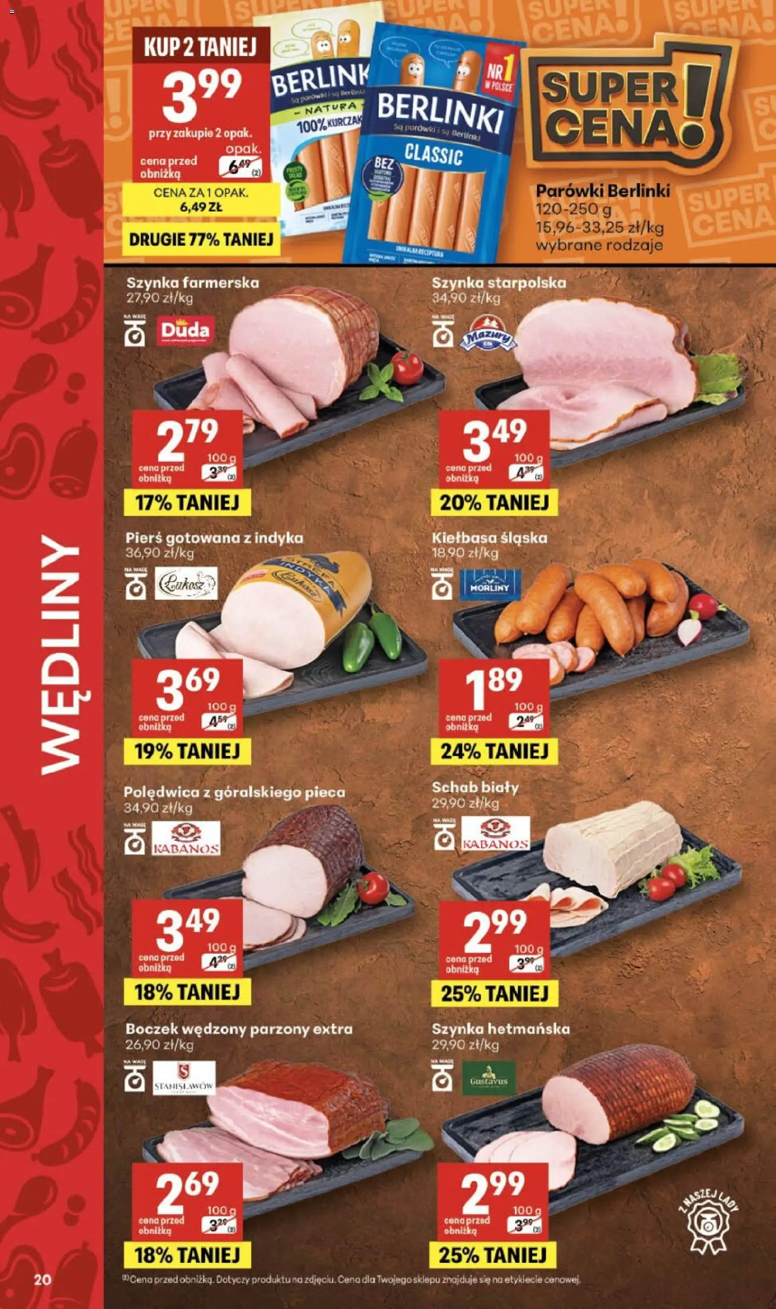 Delikatesy Centrum gazetka od 27.08.2026 | Strona: 20 | Produkty: Kurczak, Boczek wędzony parzony, Parówki, Wędliny