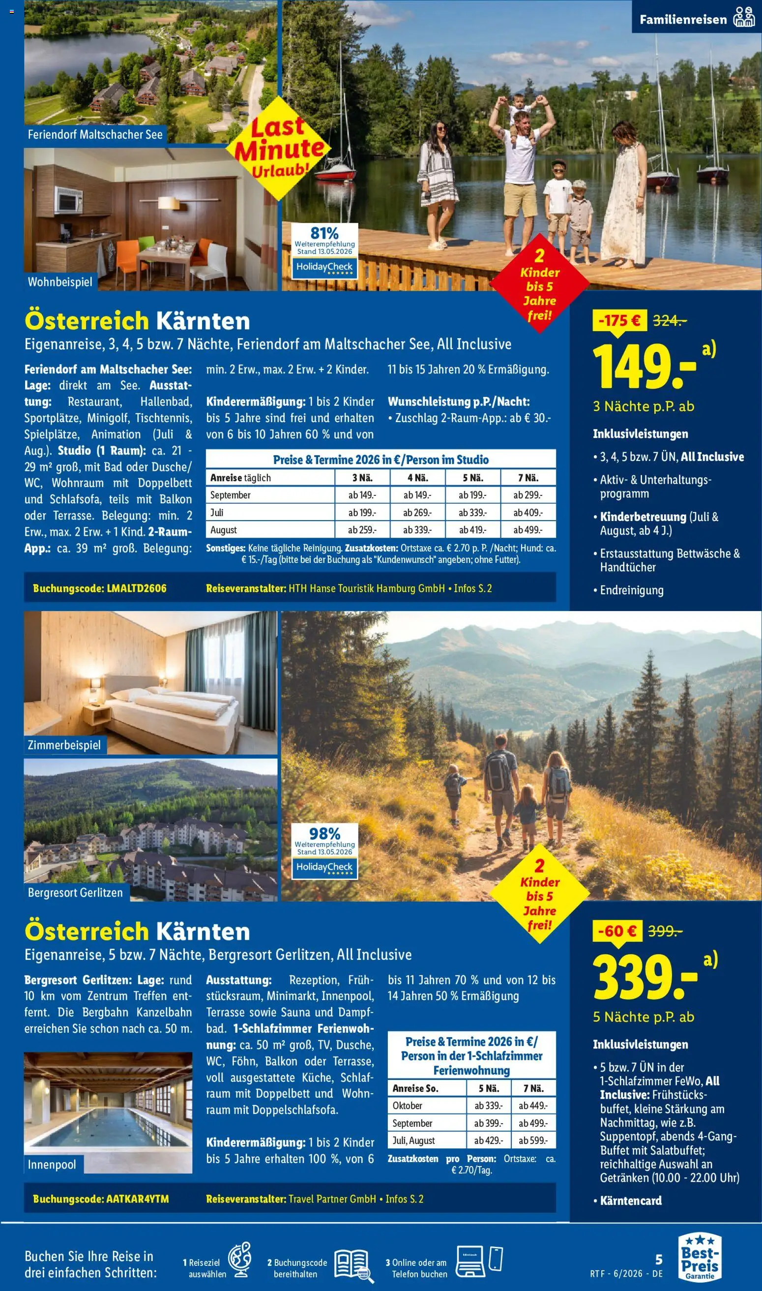 Lidl Reisen Reise-Highlights – gültig ab 13.06.2026 | Seite: 5 | Produkte: Doppelbett, Bettwäsche, Telefon, Uhr