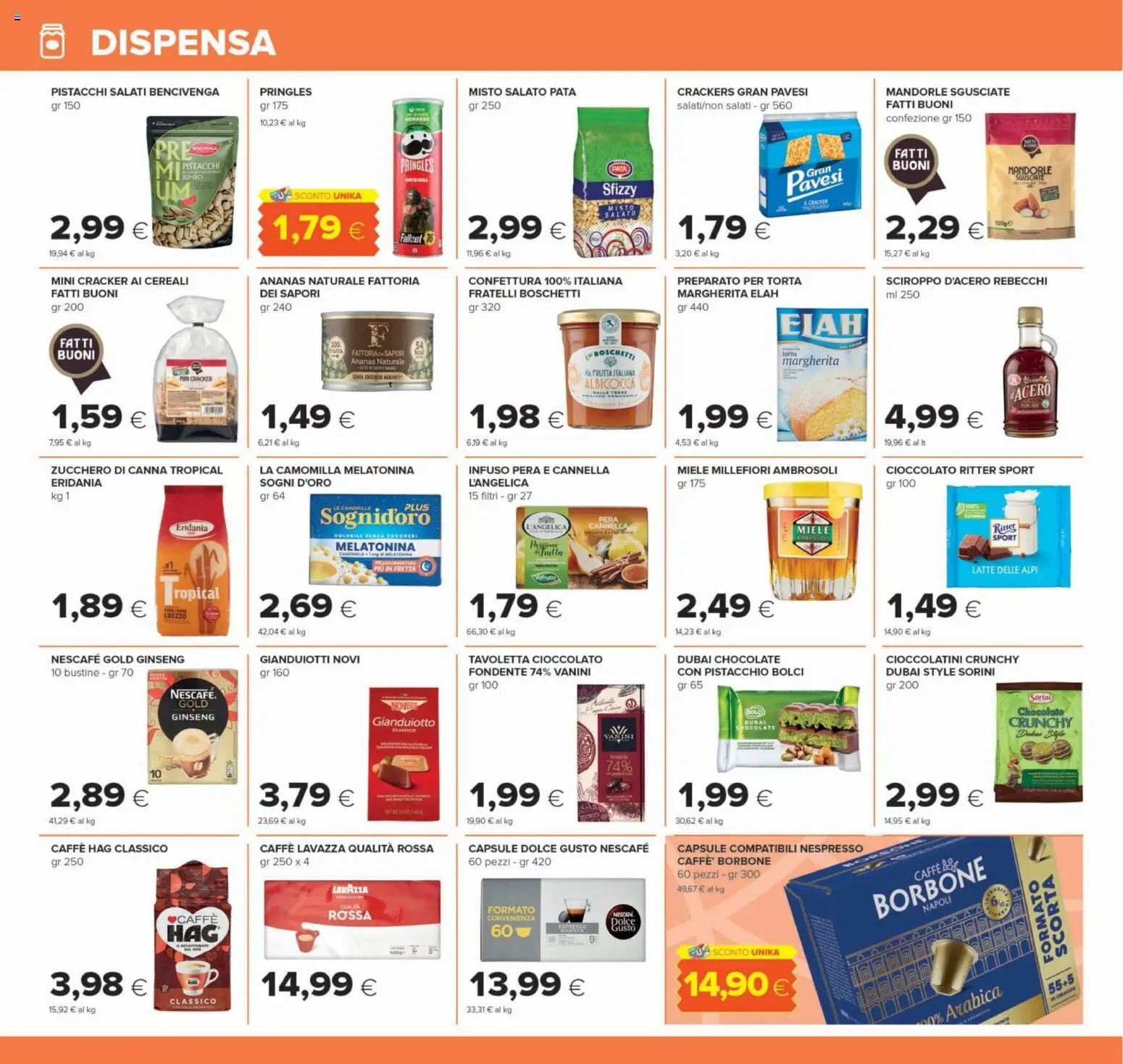 Volantino Oasi del 22/10/2026 | Pagina: 18 | Prodotti: Frutta, Latte, Crackers, Borbone
