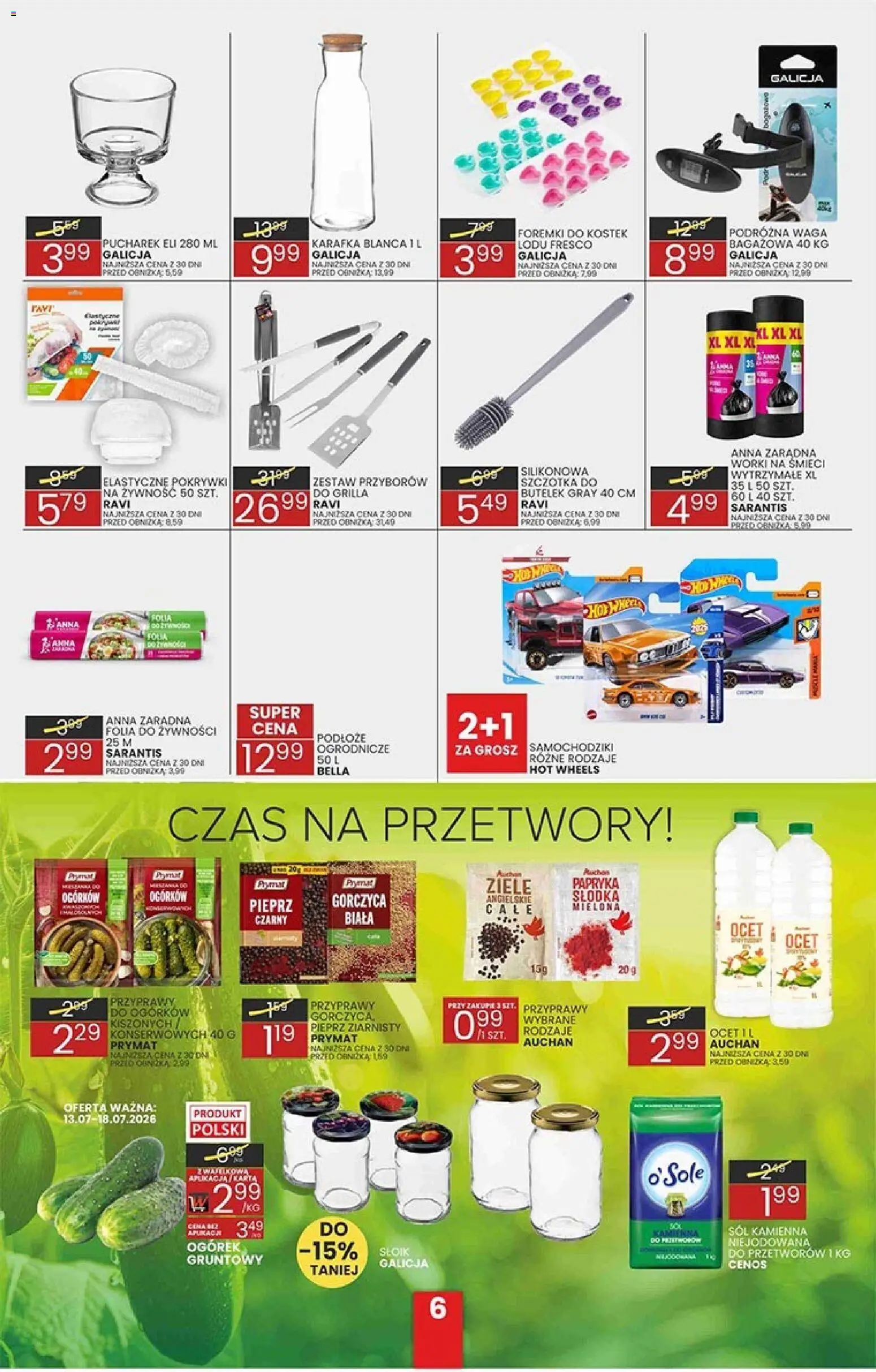 Wafelek gazetka od 13.07.2026 | Strona: 6 | Produkty: Podłoże ogrodnicze, Przetwory, Ogórek, Folia