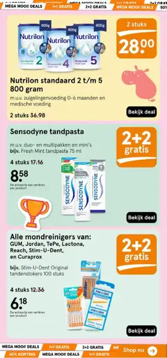 Sensodyne tandpasta, m.u.v. duo- en multipakken en m.u.v. bijv. Fresh Mint tandpasta 75 ml - Voorbeeld van een folder van Etos, geldig van 22-06-2026 | Pagina: 4 | Producten: Tandpasta, Kan