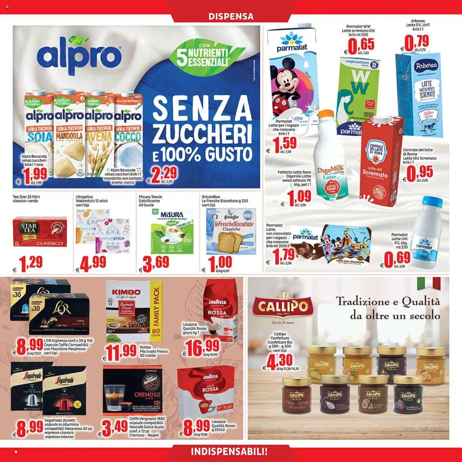 Volantino Elite Supermercati del 21/08/2026 | Pagina: 4 | Prodotti: Caffè, Latte, Kimbo, Macinato