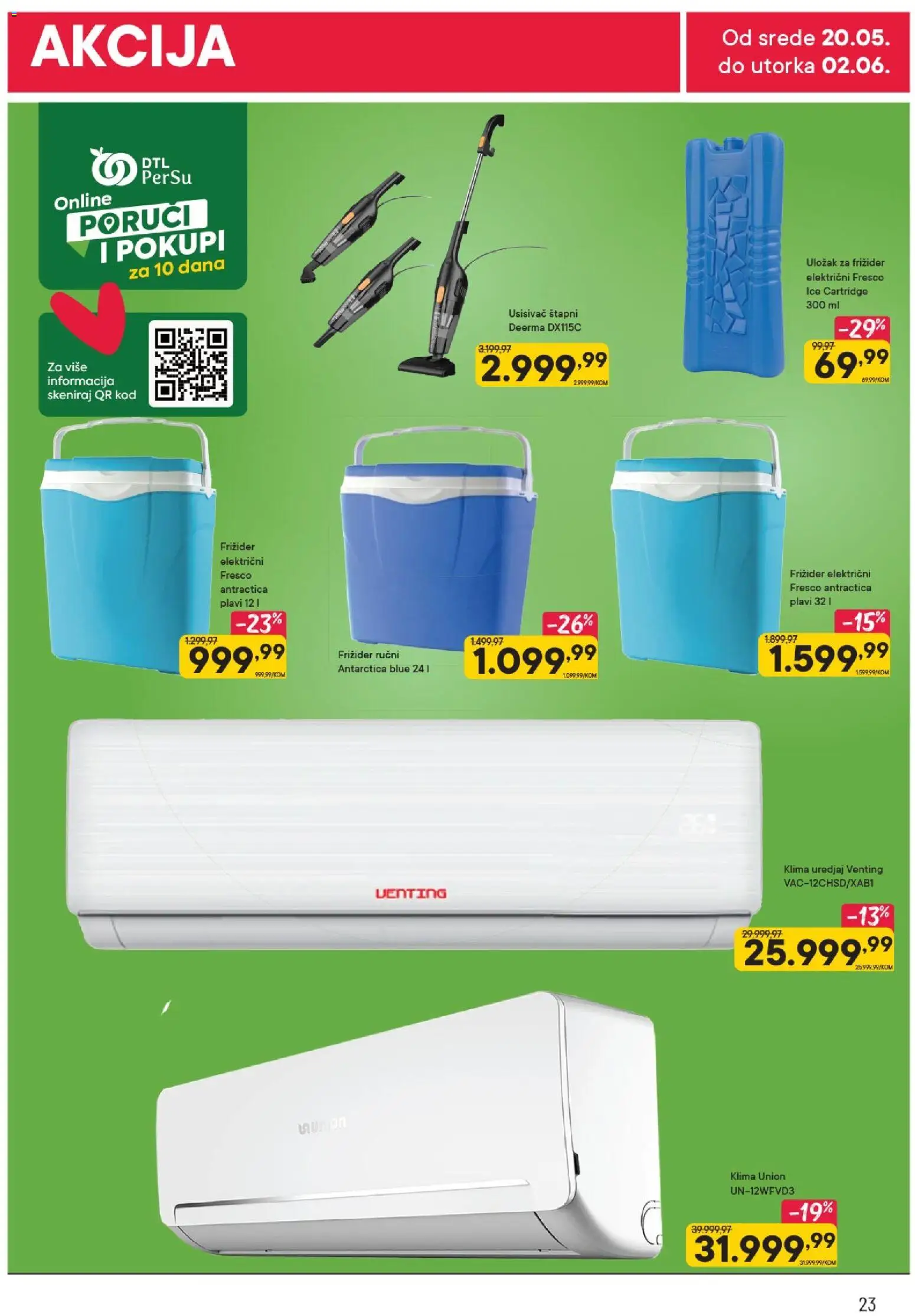 PerSu katalog - važi od 20.05.2026 | Strana: 23 | Proizvode: Usisivač, Frižider, Klima