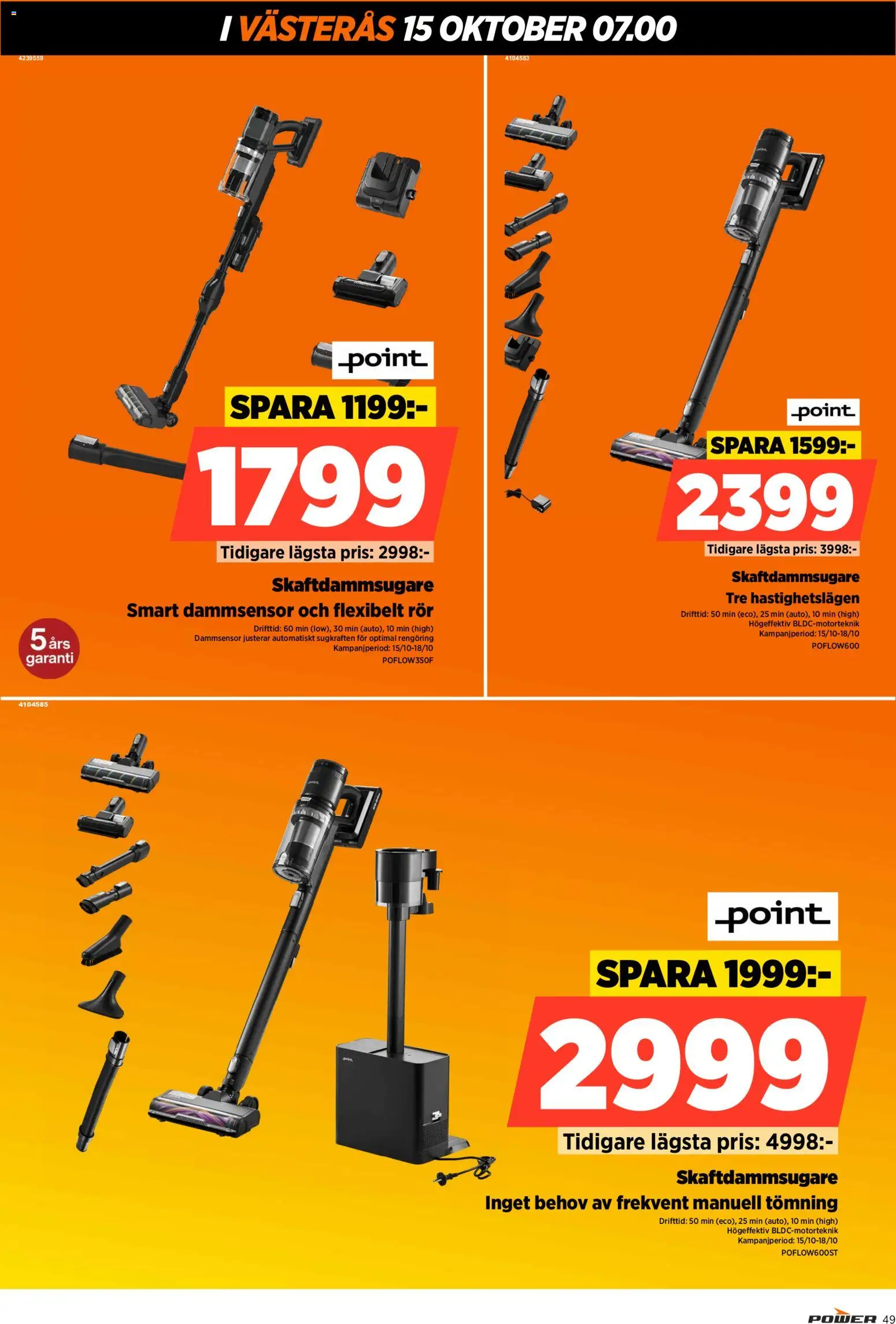 Power reklamblad aktuell från 15/10/2026 | Sida: 49 | Produkter: Skaftdammsugare, Rör