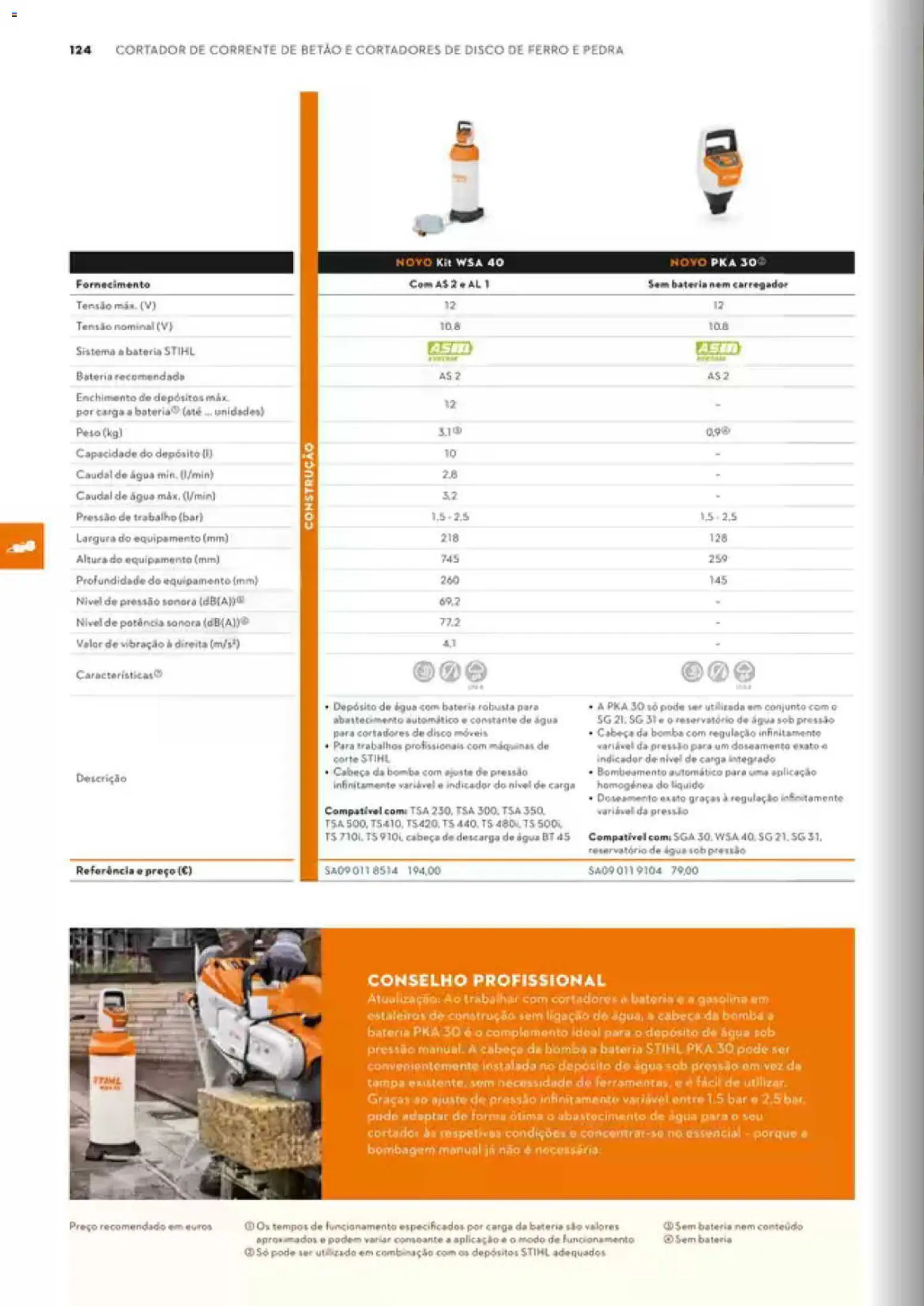 Stihl Catálogo │ válido de 07/09/2026 | Página: 124 | Produtos: Agua, Cortador, Ferro, Bateria