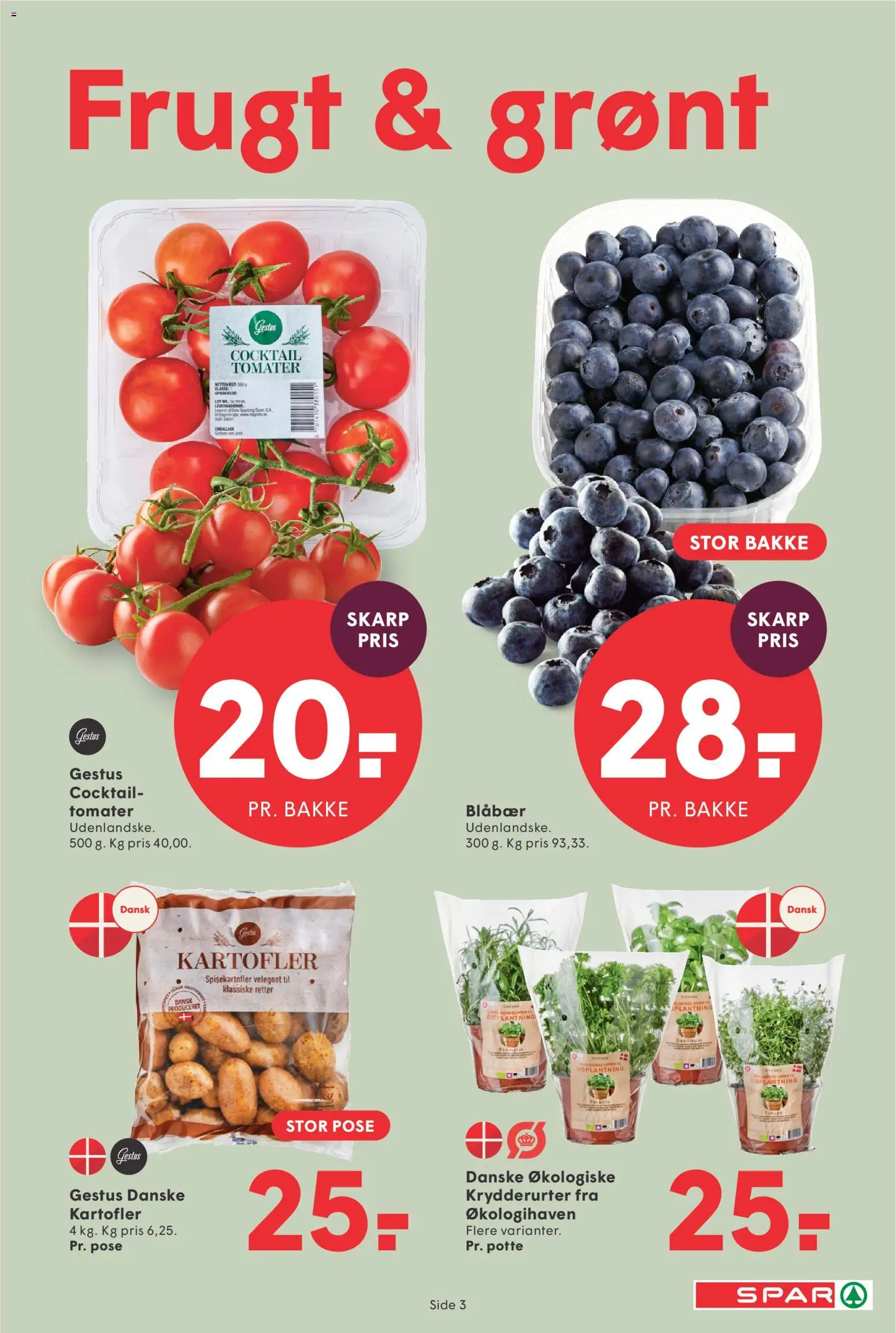 Spar tilbudsavis – gyldig fra 22.05.2026 | Side: 3 | Produkter: Blåbær, Tomater, Ur, Basilikum
