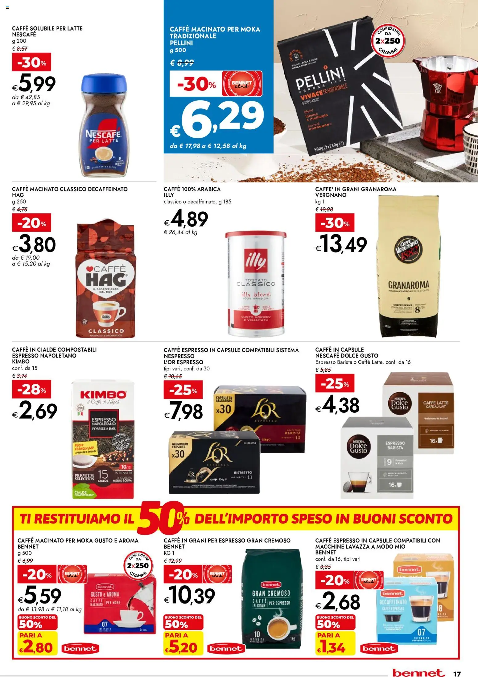 Volantino bennet del 03/09/2026 | Pagina: 17 | Prodotti: Latte, Cialde, Nescafé, Pellini
