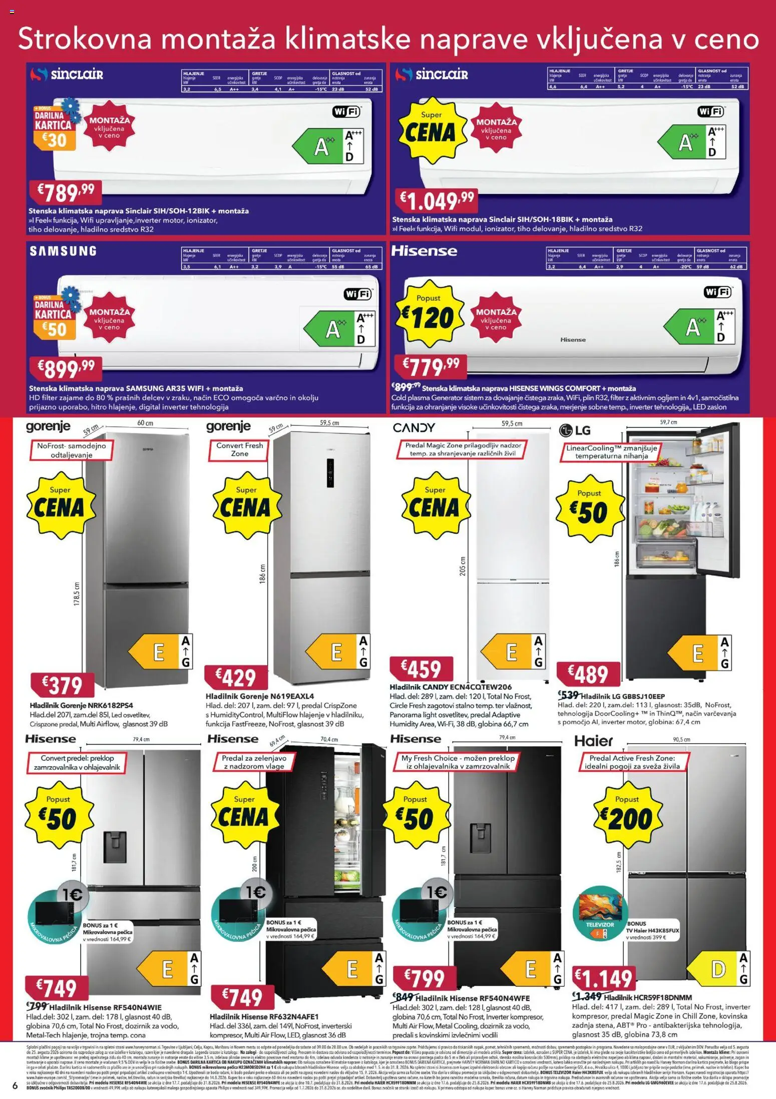 Novi Harvey Norman katalog ponudbe – veljaven od 05.08.2026 | Stran: 6 | Izdelki: Tv, Pecica, Mikrovalovna pecica, Klima
