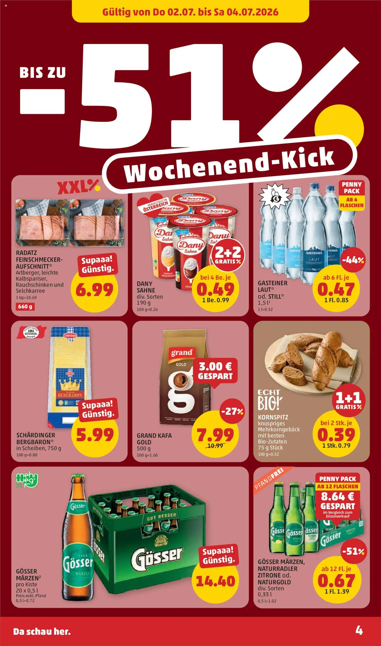 Penny Markt Flugblatt gültig ab 02.07.2026 | Seite: 4 | Produkte: Sahne, Zitrone