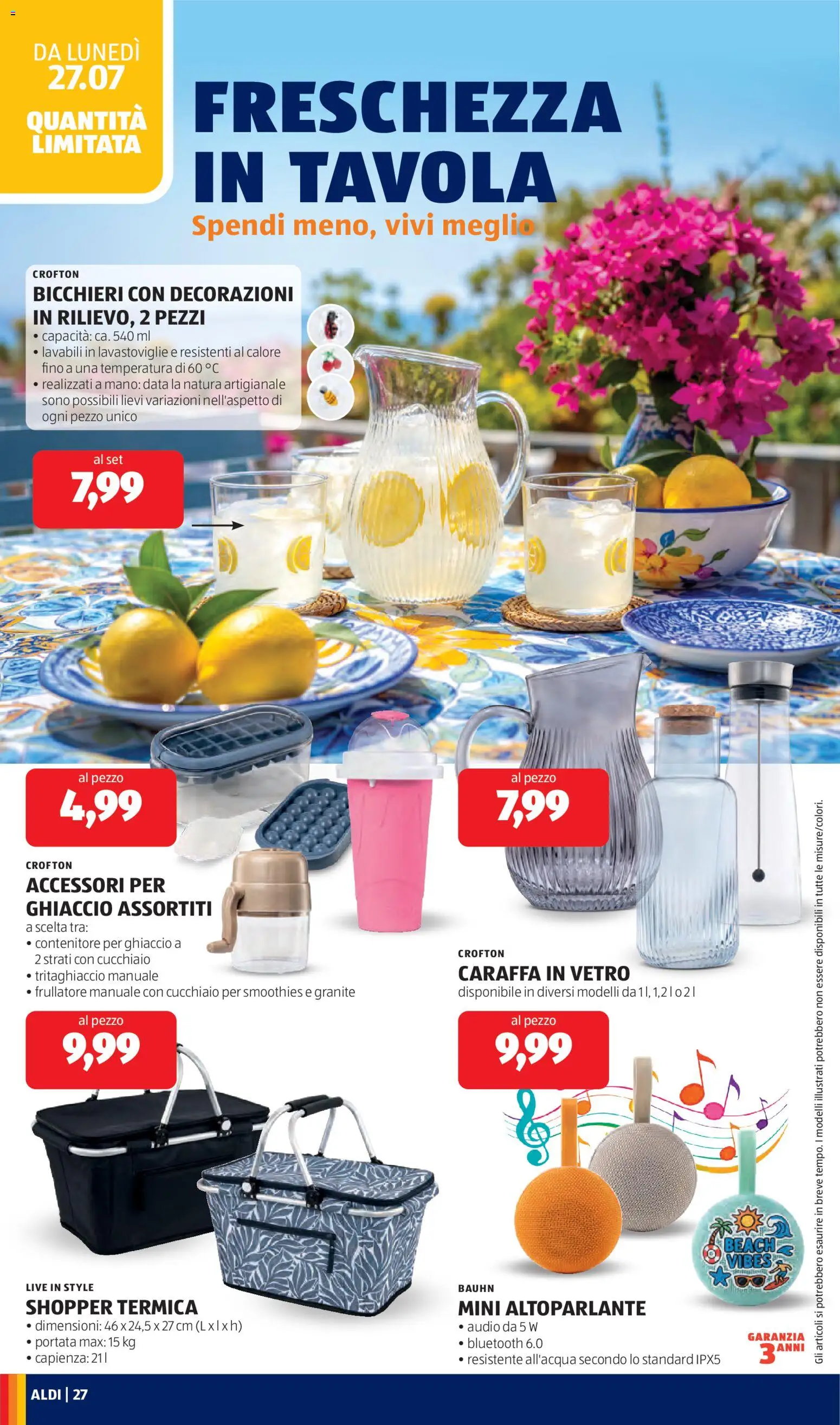 Volantino Aldi del 27/07/2026 | Pagina: 26 | Prodotti: Altoparlante, Frullatore, Contenitore, Decorazioni