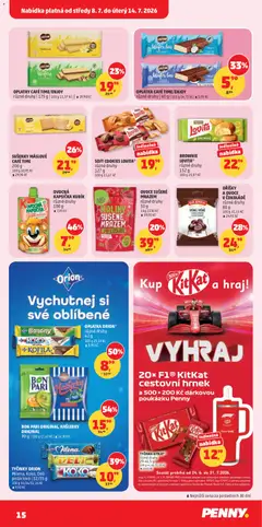 Náhled letáku SOFT COOKIES LOVITA*, různé druhy | 127 g | 100 g 15,67 Kč od 08.07.2026 | Strana: 15 | Produkty: Brownie, Tyčinky, Maliny, Sušenky