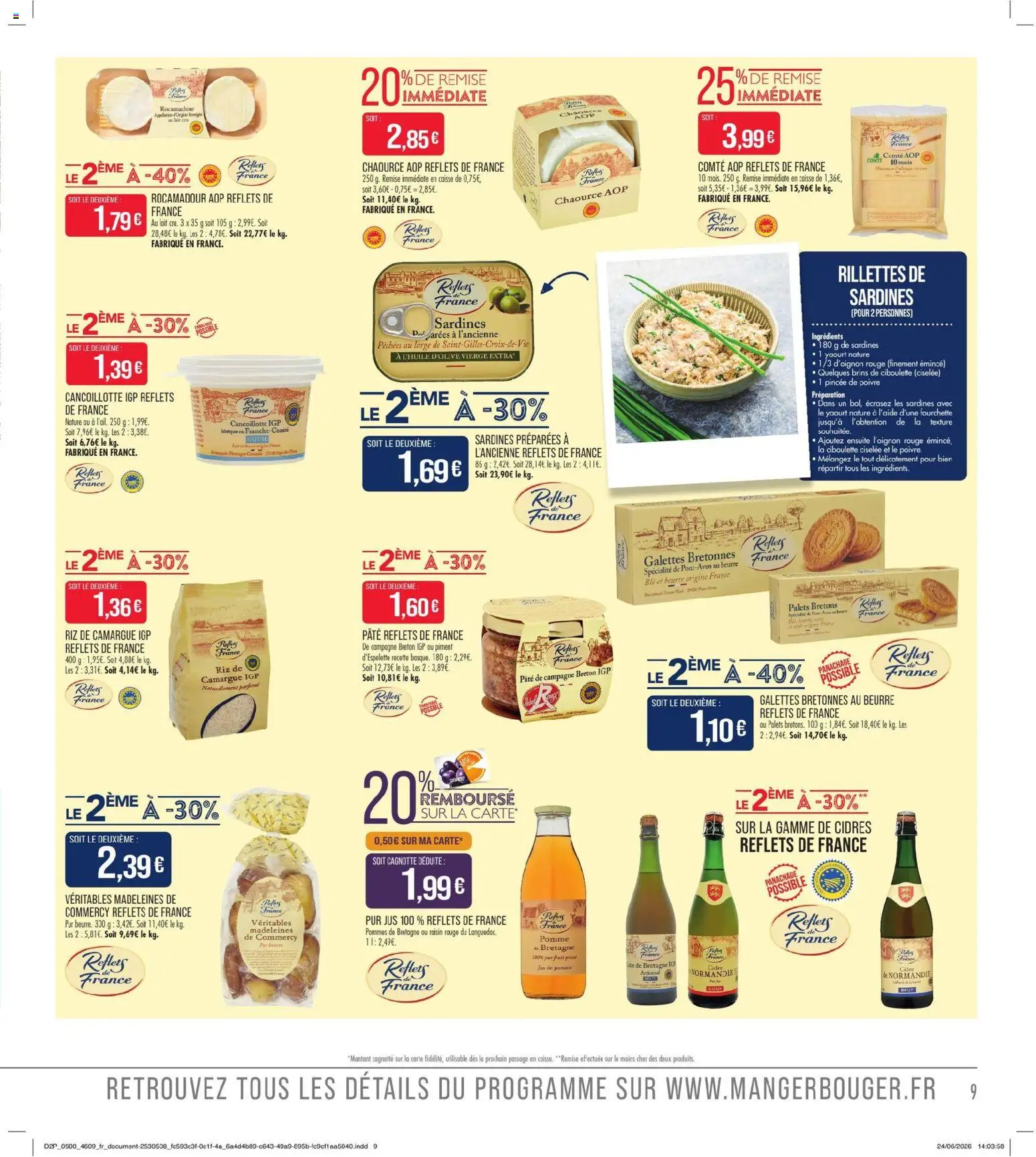 {H1} | Page: 9 | Produits: Sardines, Cidre, Lait, Jus