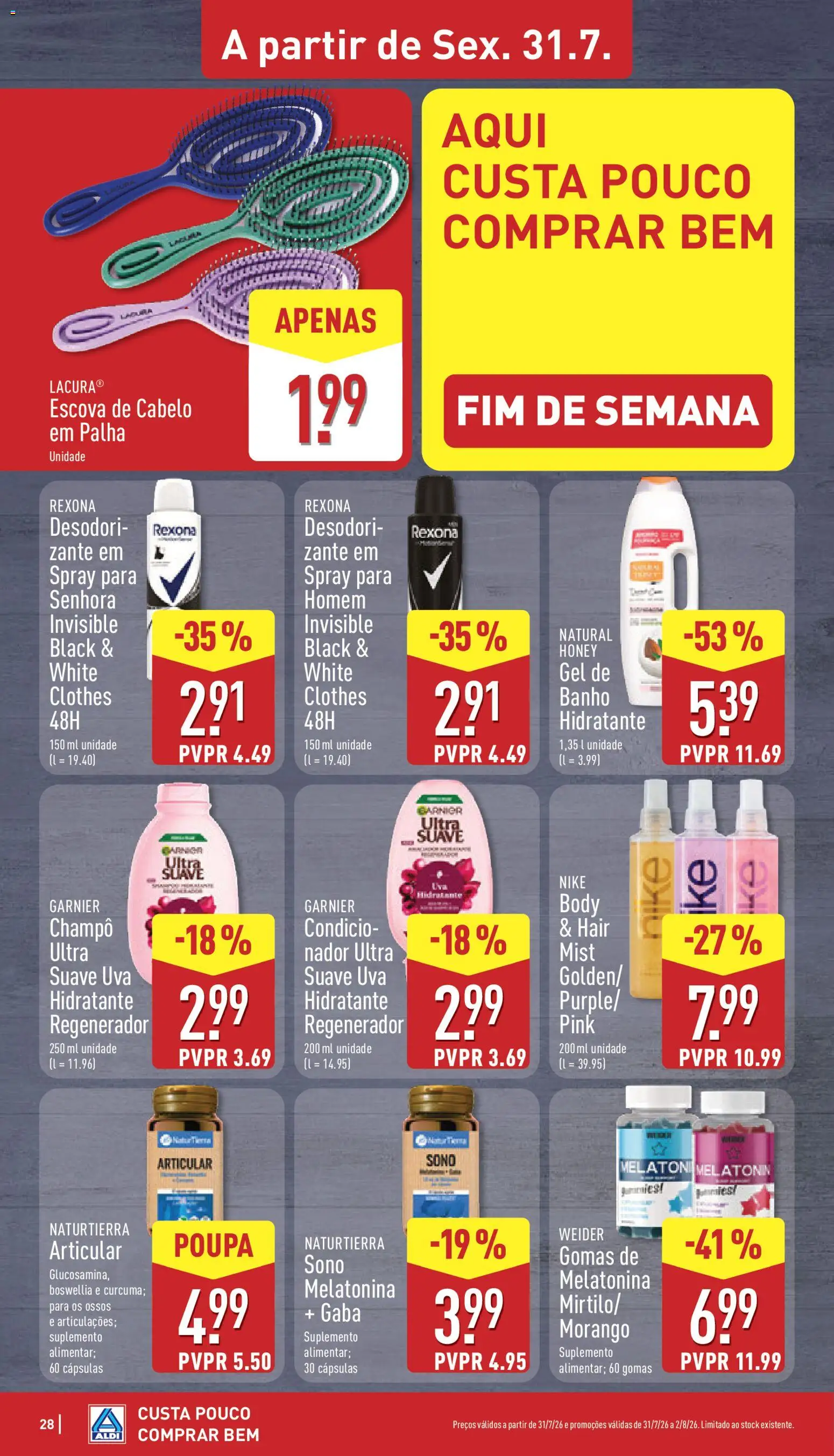 Aldi folheto │ válido de 27/07/2026 | Página: 28 | Produtos: Shampoo, Gel de banho, Melatonina, Gomas
