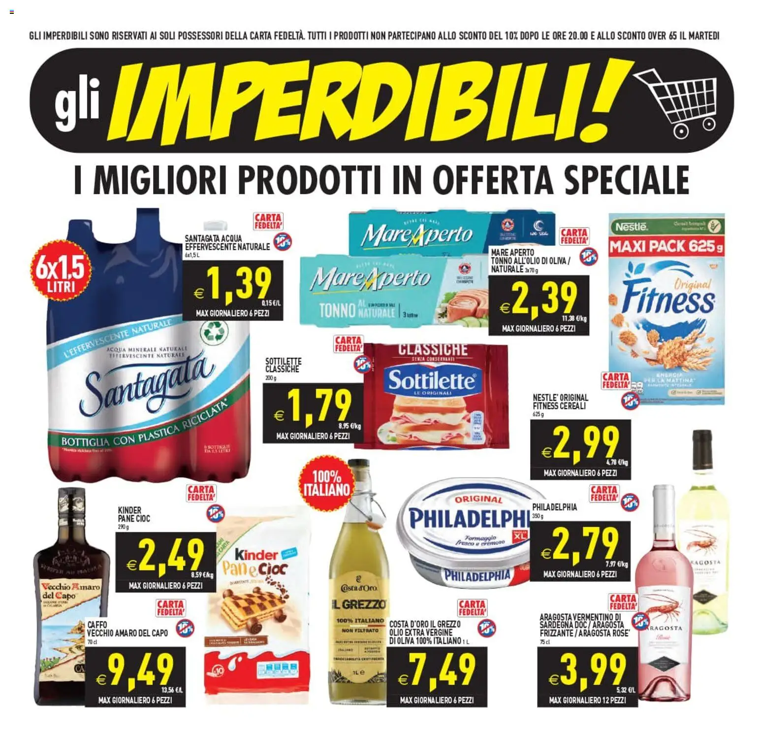 Volantino PIM Supermercati del 22/07/2026 | Pagina: 2 | Prodotti: Pane, Cereali, Formaggio, Acqua minerale