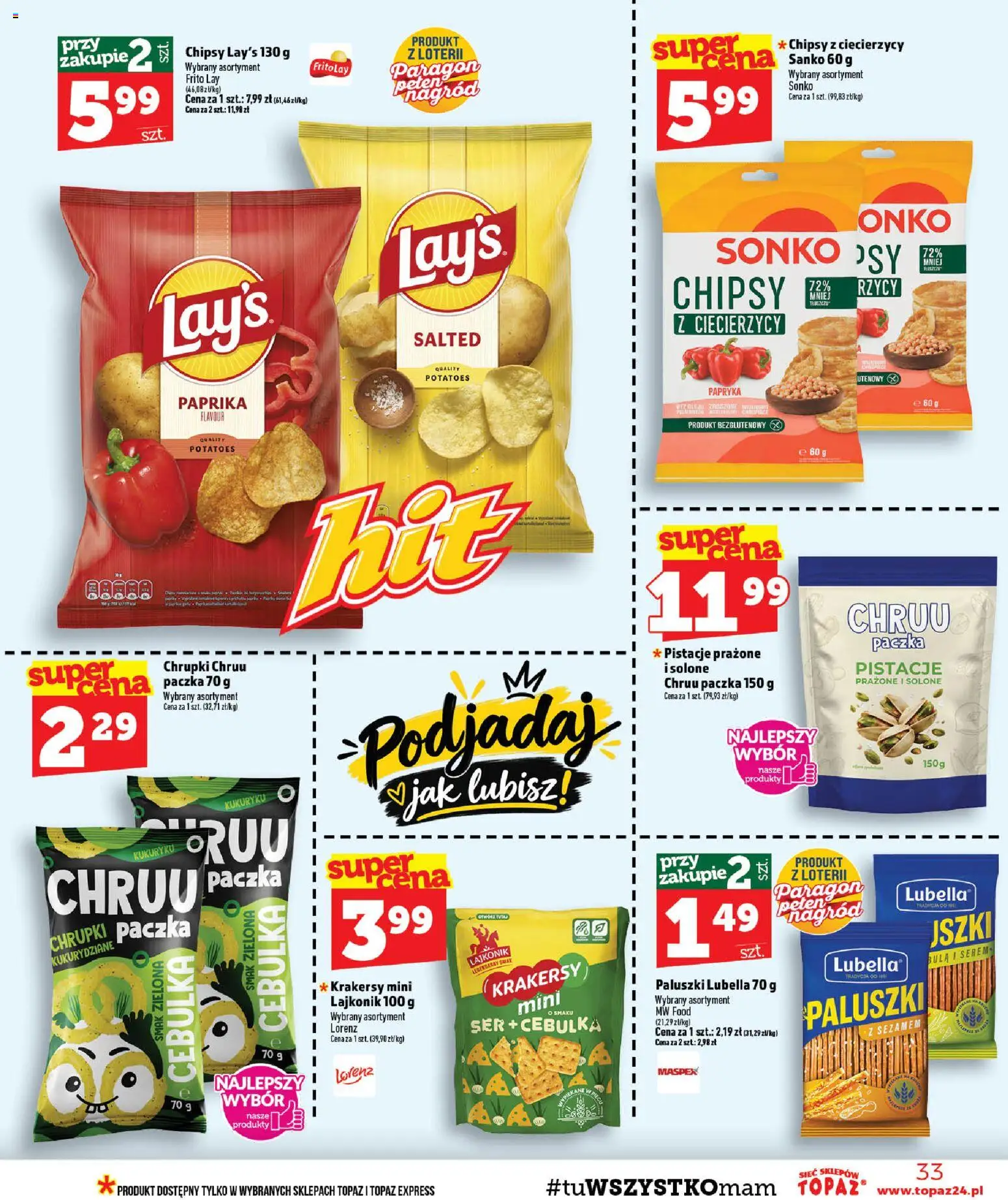 Topaz gazetka - MAZ od 17.09.2026 | Strona: 33 | Produkty: Serem, Pistacje, Krakersy, Ser