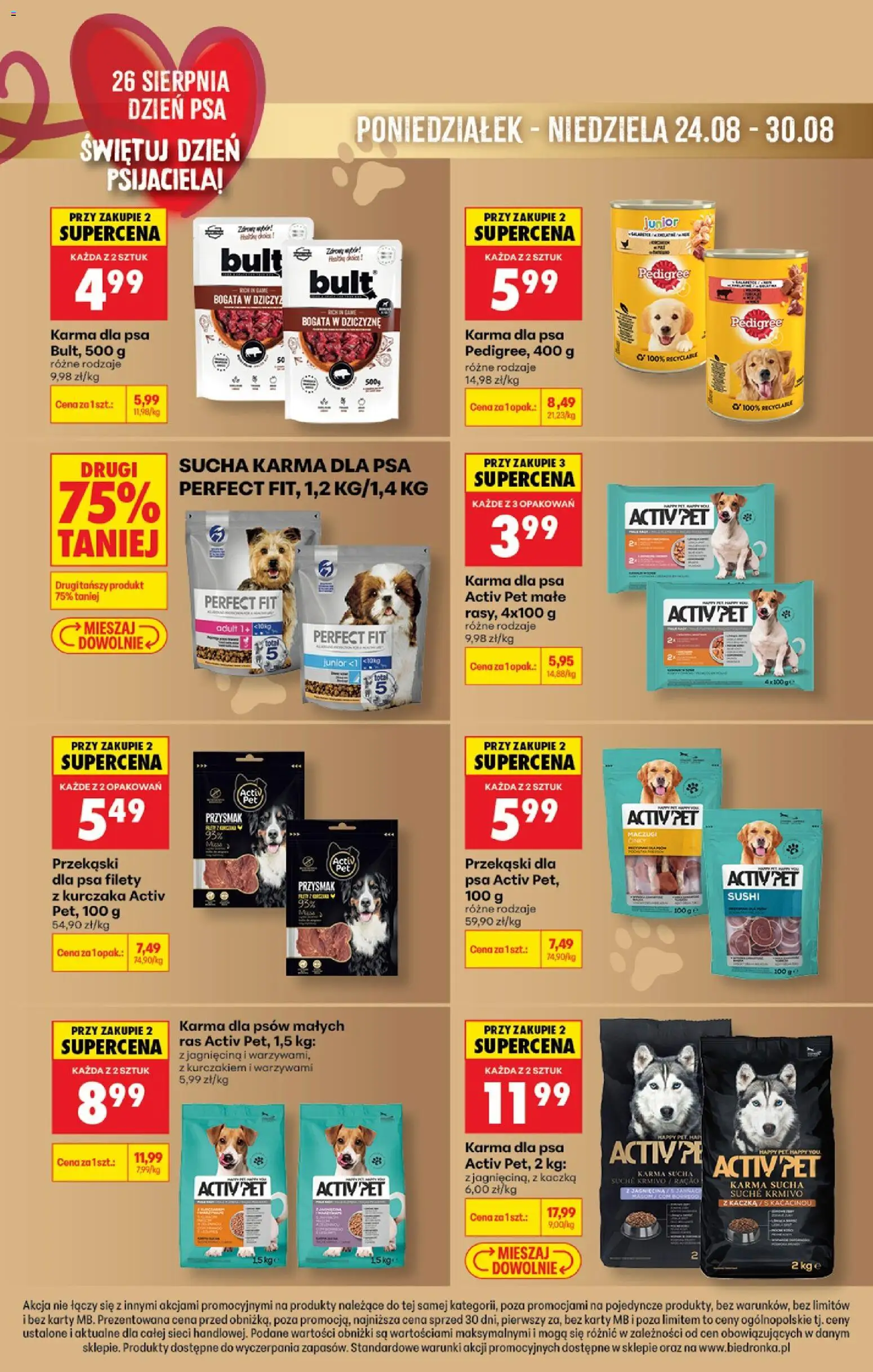 Biedronka gazetka - Dzień psa od 24.08.2026 | Strona: 2 | Produkty: Filety z kurczaka, Activ pet, Sushi, Perfect Fit