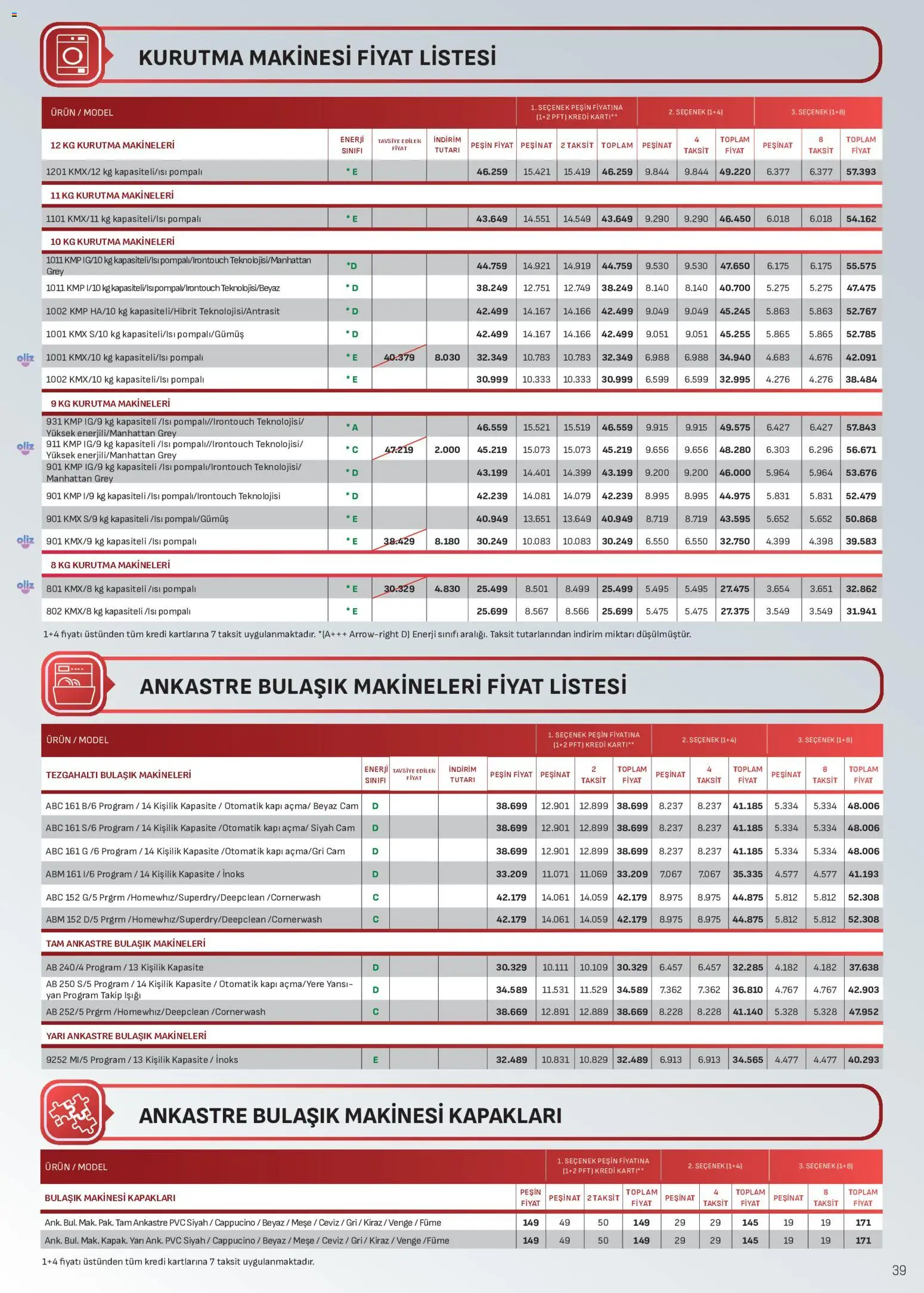 Arçelik Katalog - 16.05.2026 tarihinden itibaren geçerlidir | Sayfa: 39
