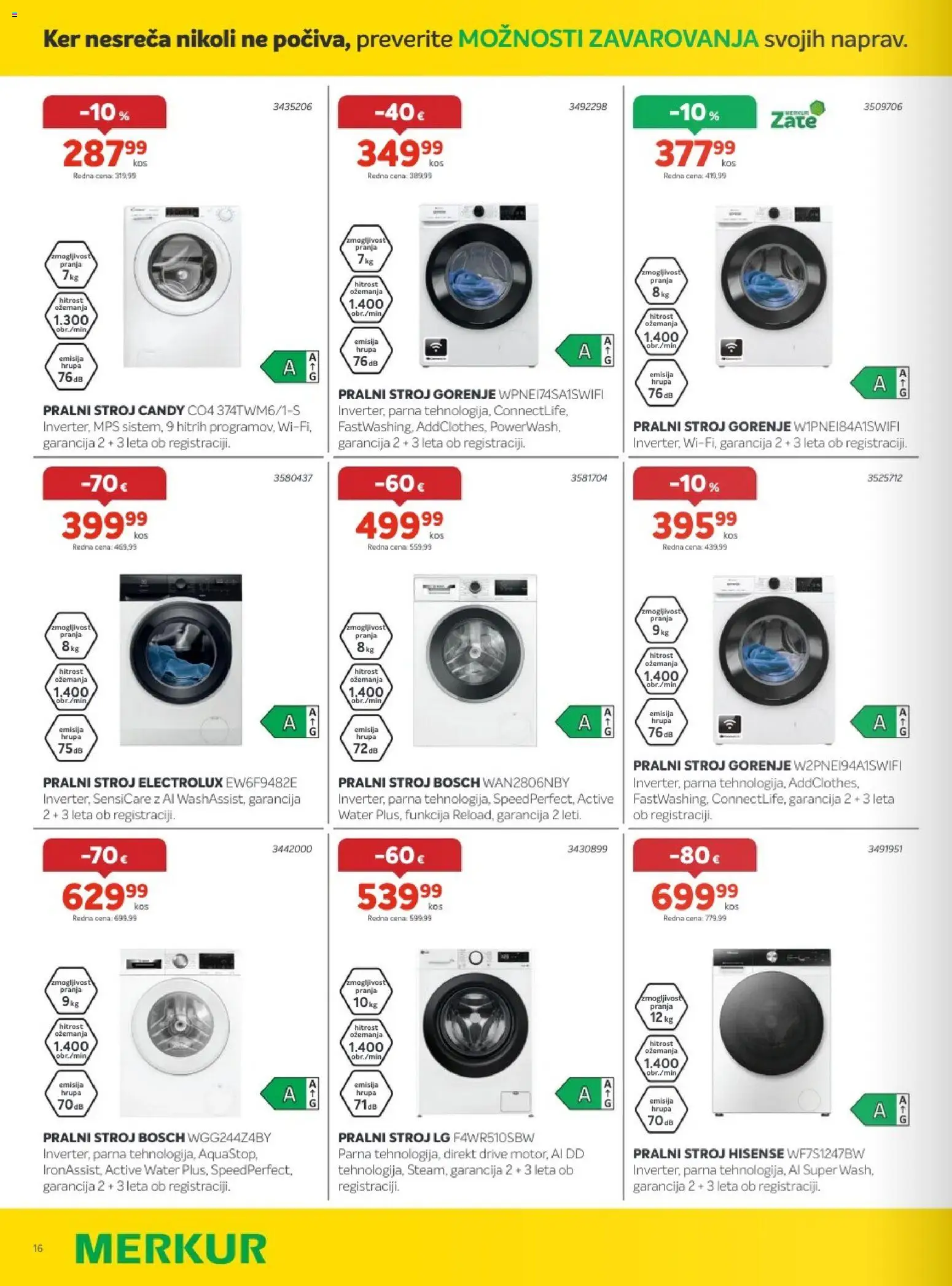 Novi Merkur katalog ponudbe – veljaven od 06.05.2026 | Stran: 16 | Izdelki: Pralni stroj