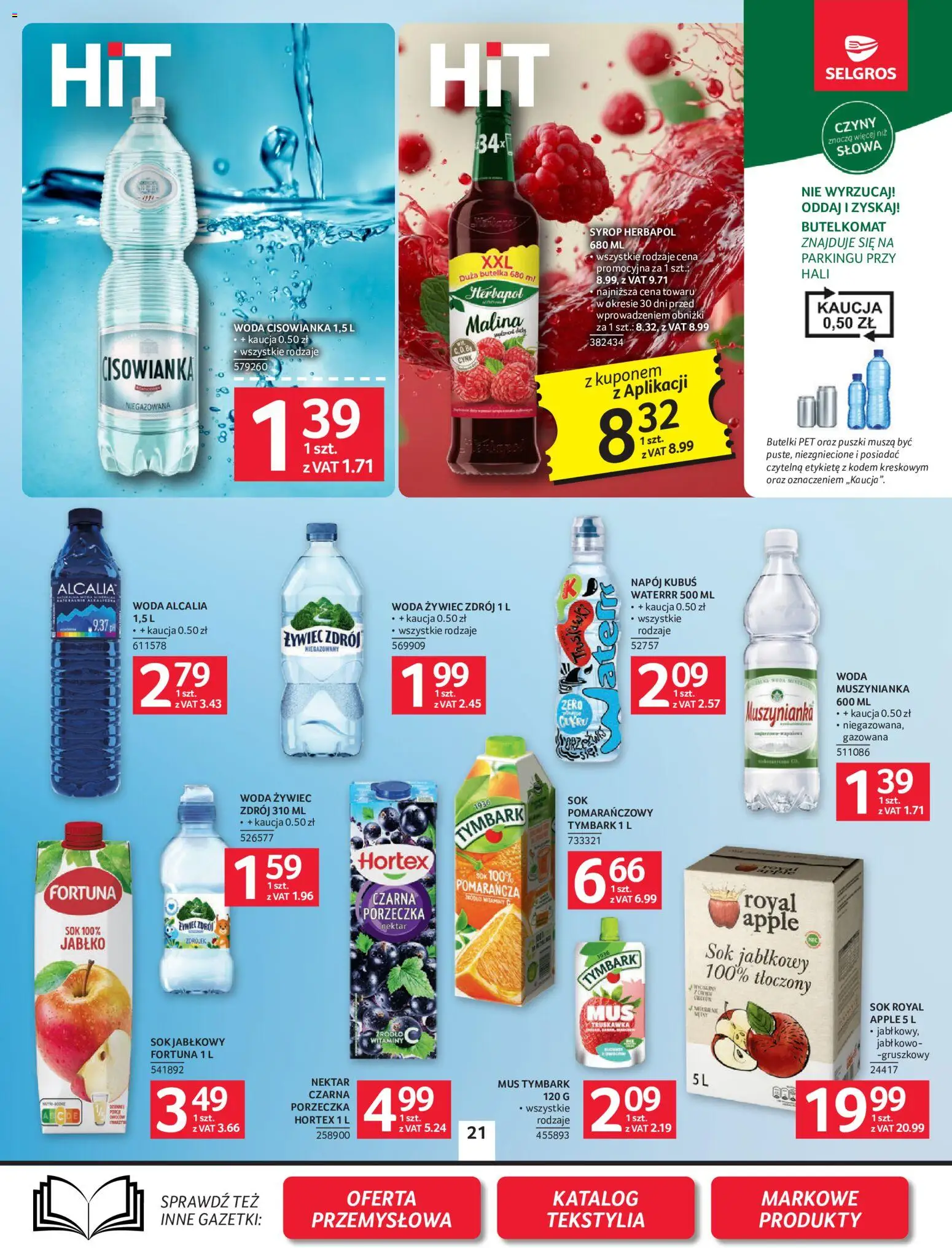 Selgros cash&carry gazetka od 22.10.2026 | Strona: 21 | Produkty: Kubuś, Tymbark, Sok, Tekstylia