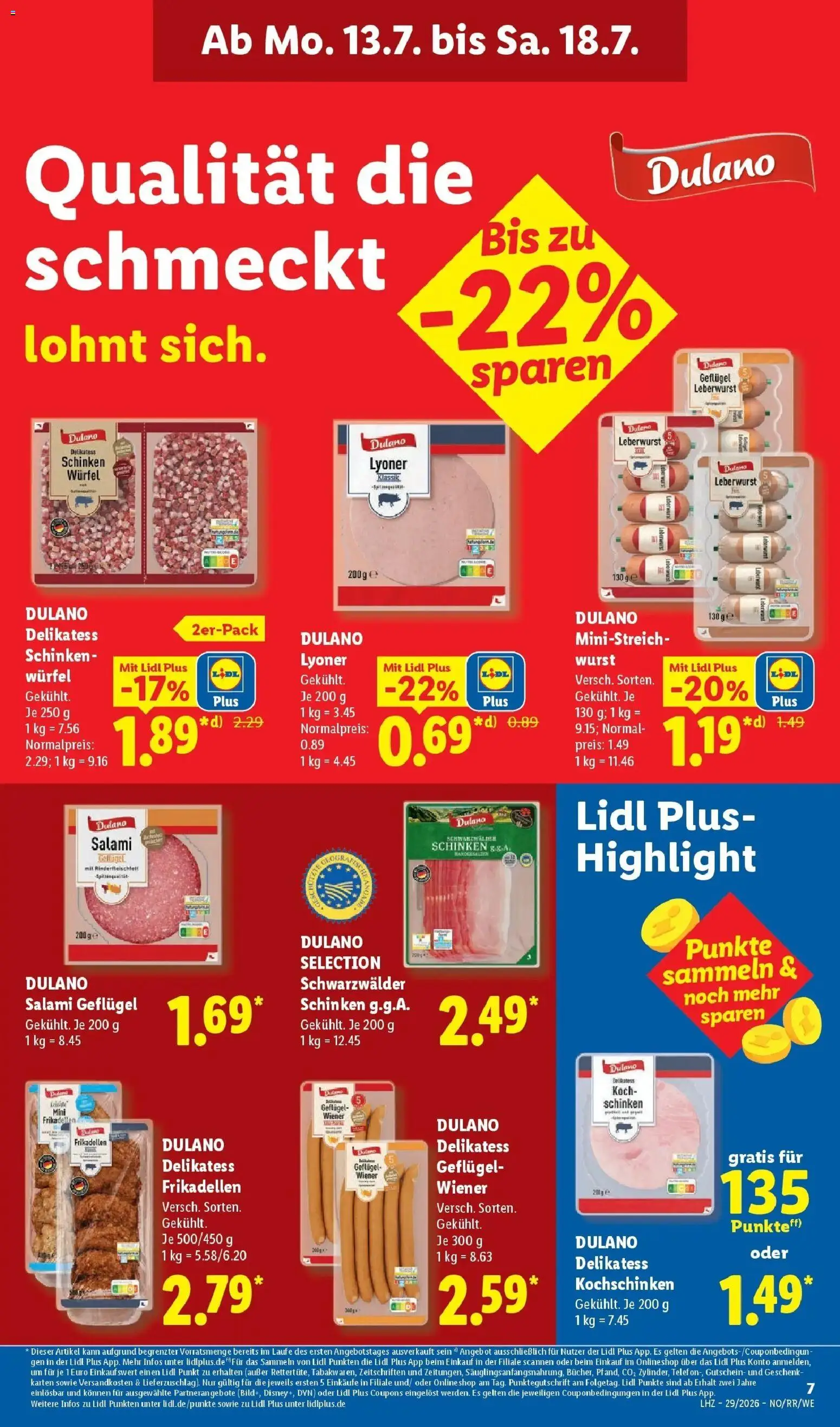 Lidl Prospekt Künzell – gültig ab 13.07.2026 | Seite: 15 | Produkte: Wurst, Salami, Schinken